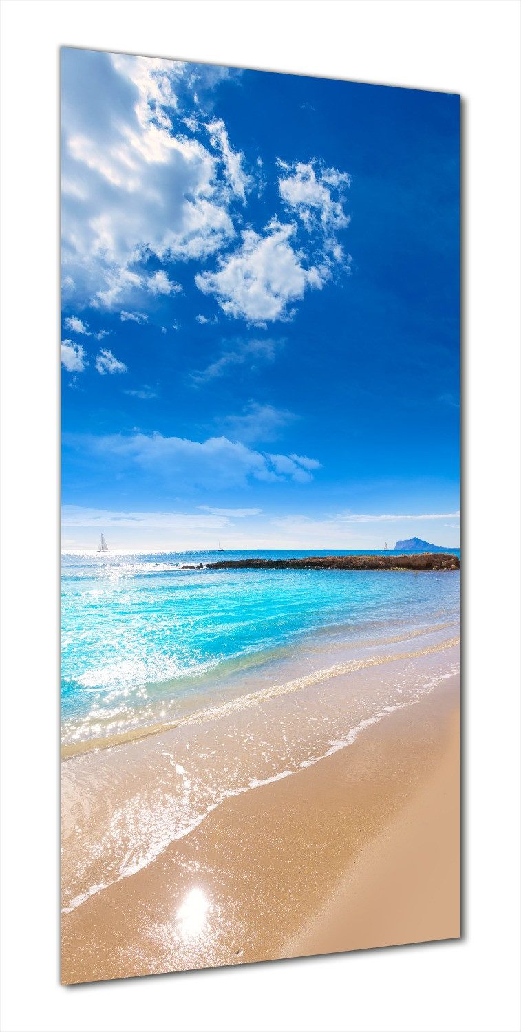 Wallario Duschrückwand Traumstrand unter blauem Himmel, günstig online kaufen