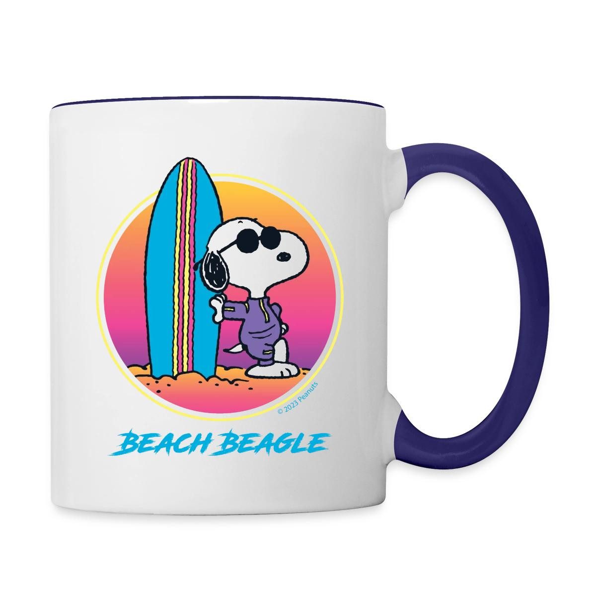 Spreadshirt Tasse Peanuts Snoopy Beach Beagle Tasse Zweifarbig, Keramik