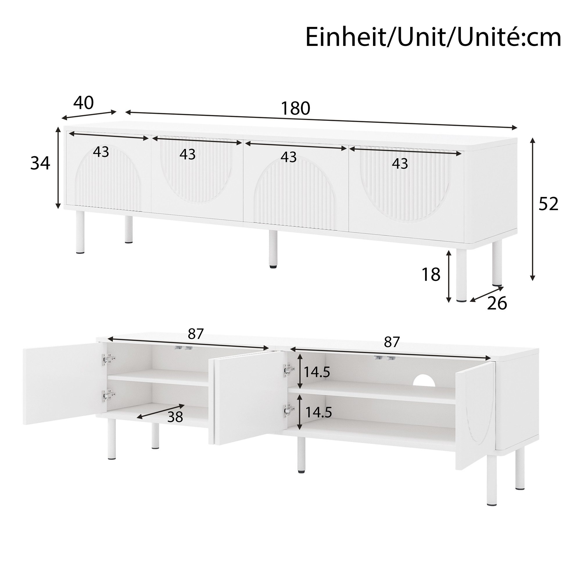 Ulife Lowboard Wohnzimmermöbel, TV-Board, TV-Schrank mit günstig online kaufen
