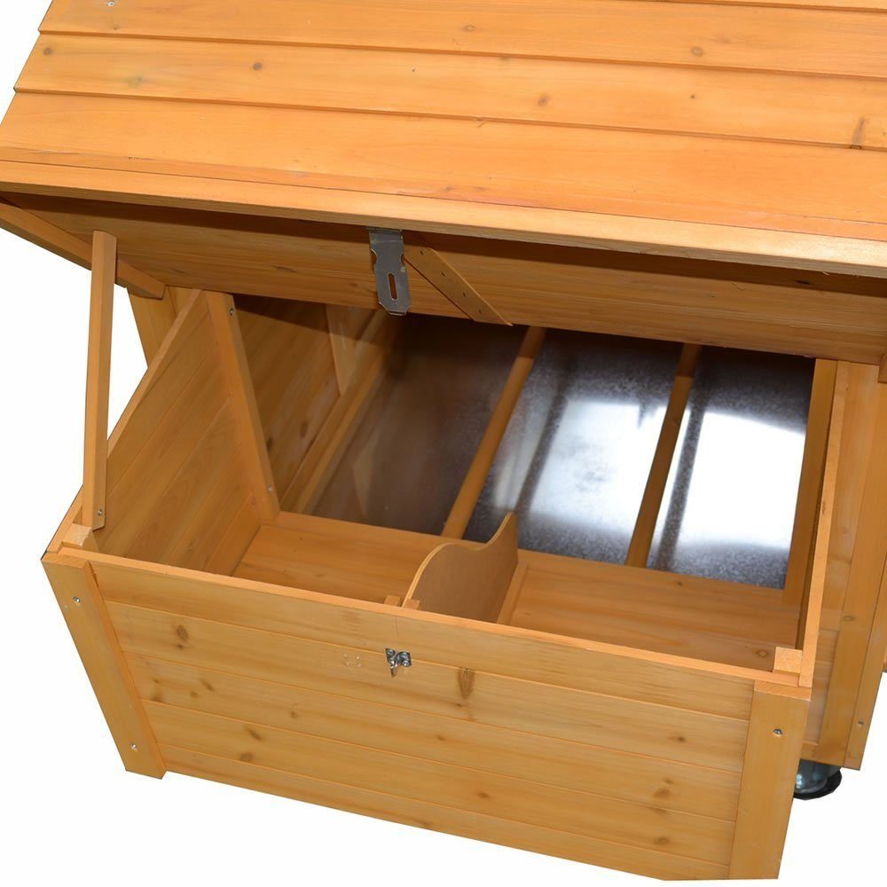 Melko Hühnerstall Rollbarer Hühnerstall inkl. 2 Nestboxen in Braun aus Holz Hühnerhaus, Schützt vor Bodennässe und Kälte
