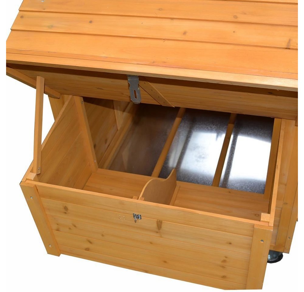 Thumbnail - Melko Hühnerstall Rollbarer Hühnerstall inkl. 2 Nestboxen in Braun aus Holz Hühnerhaus, Schützt vor Bodennässe und Kälte
