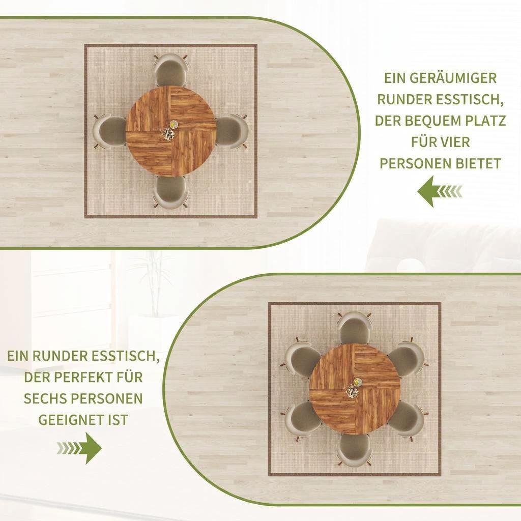 GarveeMore Esstisch Runder 120 cm mit Ablageboden, Platzsparender für 4–6 Personen – Bild 5 von 5