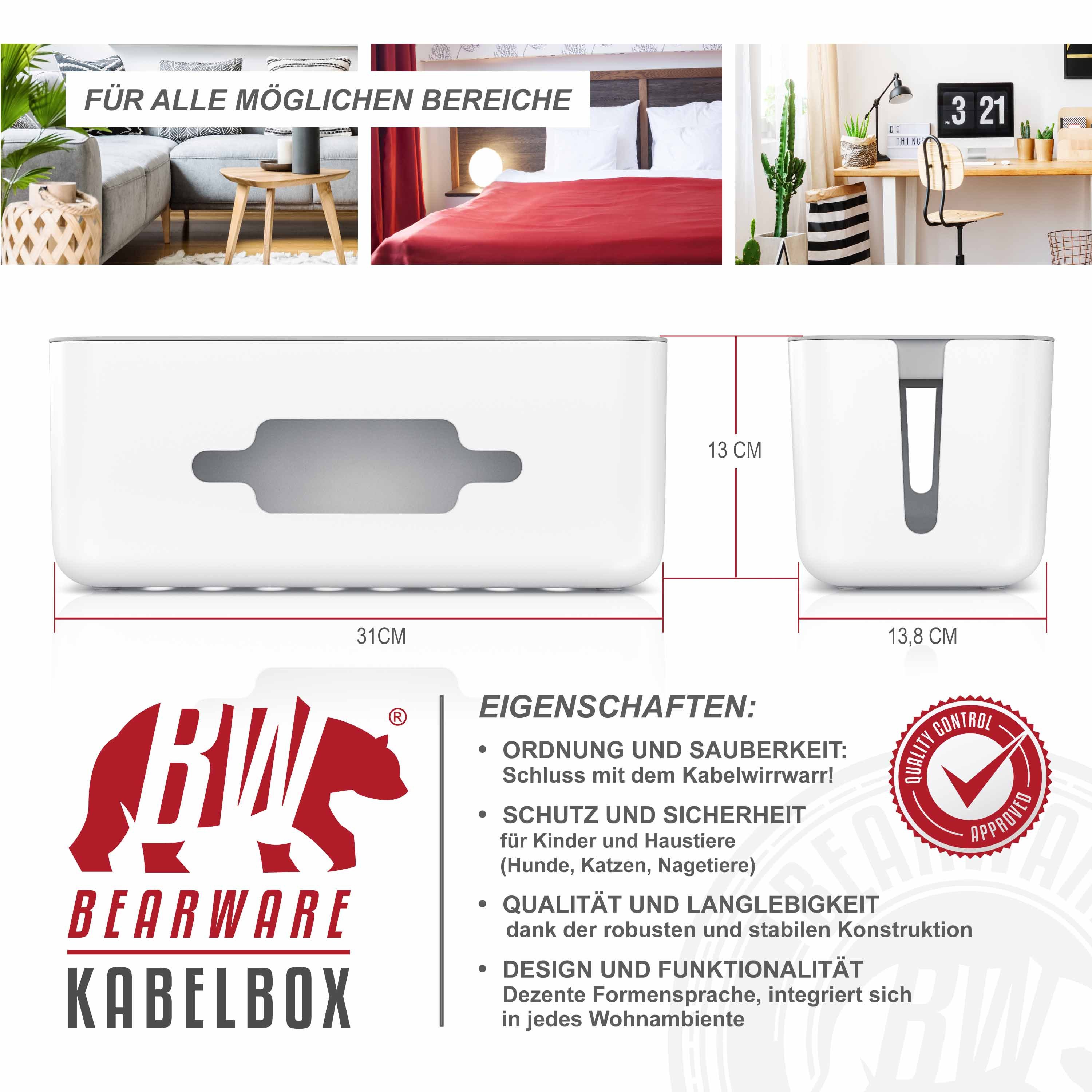 BEARWARE Kabelbox, Kabelkasten mit Gummifüßen Kabelmanagement günstig online kaufen