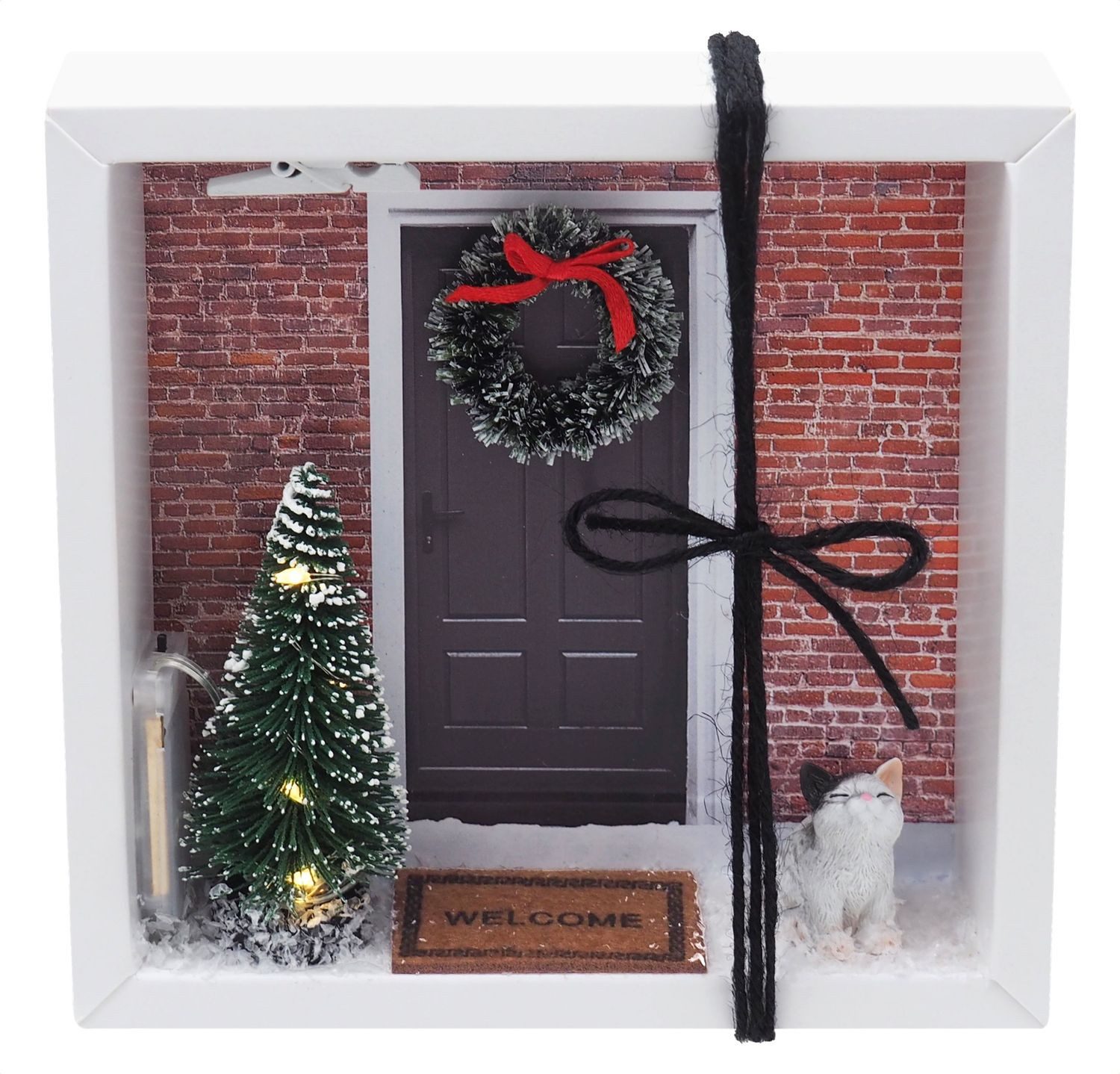 Geschenkbox Geldgeschenk Verpackung Weihnachten Winter Katze LED Tannenbaum