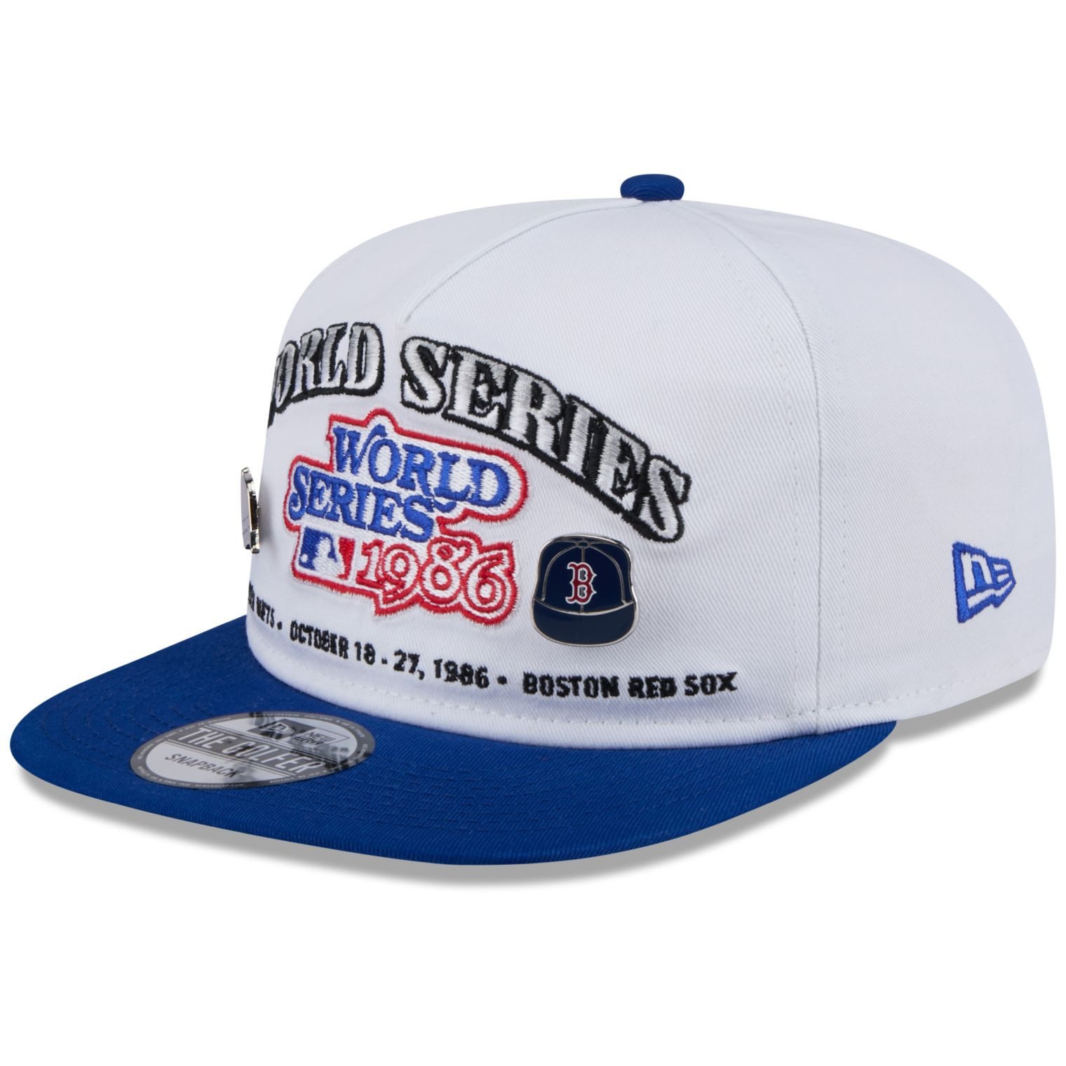 Snapback Cap Golfer WORLD SERIES 1986 PIN Mets Red Sox