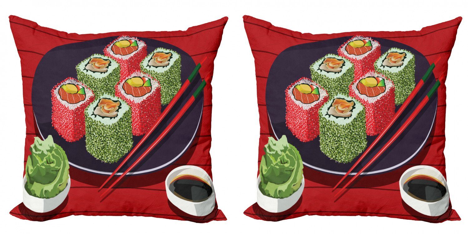 Kissenbezüge Modern Accent Doppelseitiger Digitaldruck, Abakuhaus (2 Stück), Wasabi Köstliche Sushi Cartoon