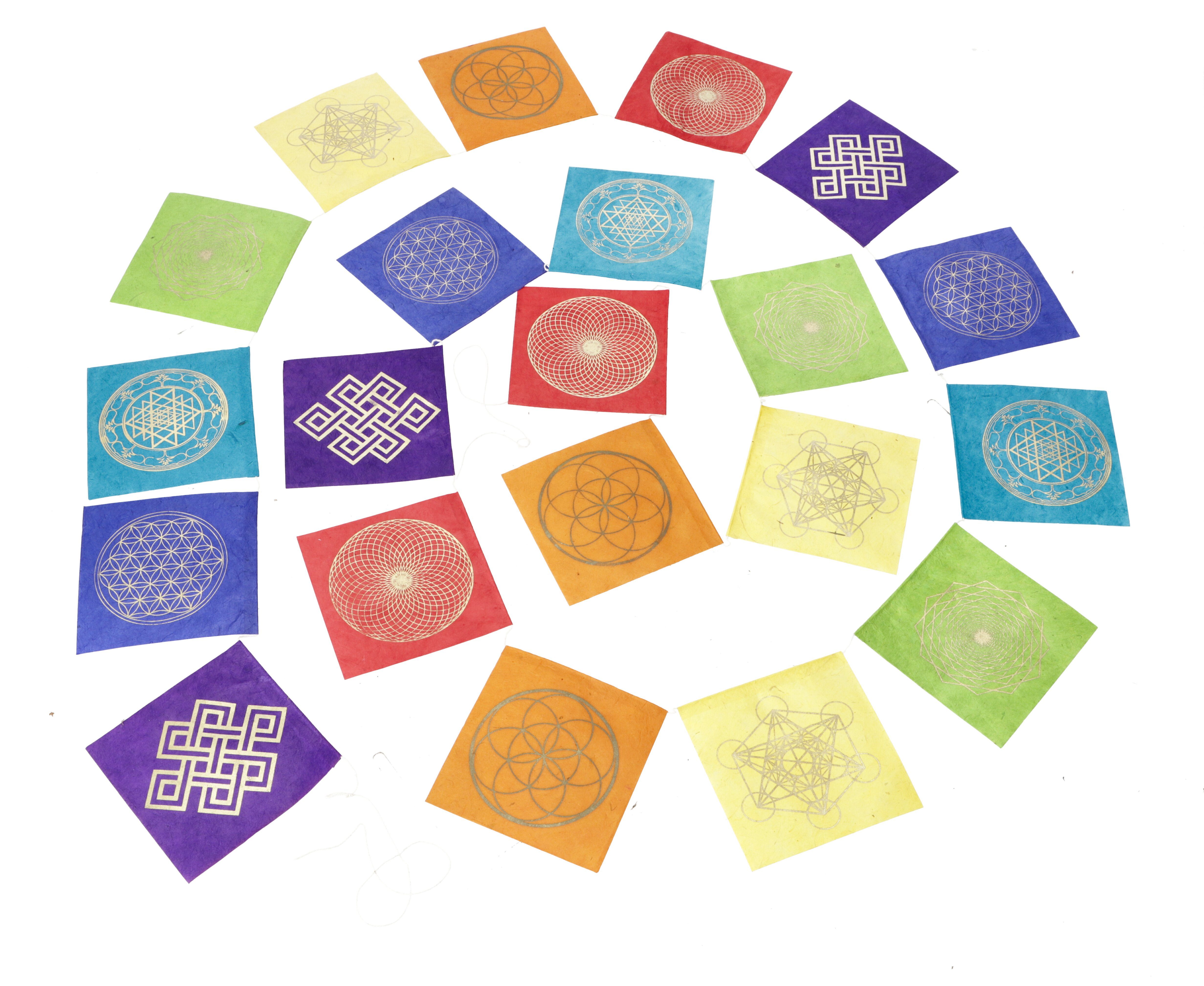 Guru-Shop Wimpelkette Gebetsfahne aus Papier 2,50 m, Buddhistische..