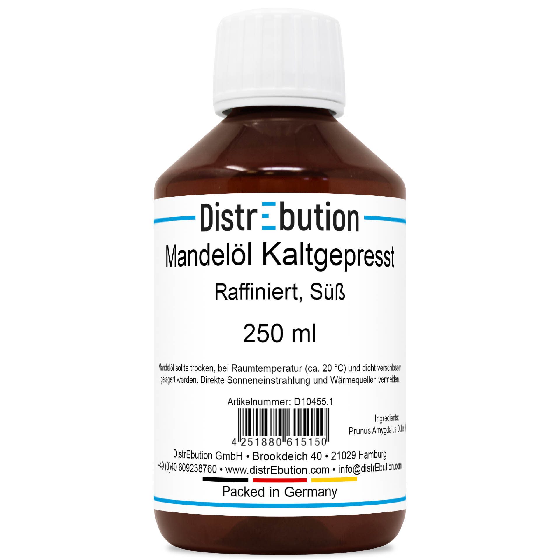 DistrEbution Körperöl Mandelöl Süß 250ml-5L Kaltgepresst & Raffiniert, 100% Rein & Vegan