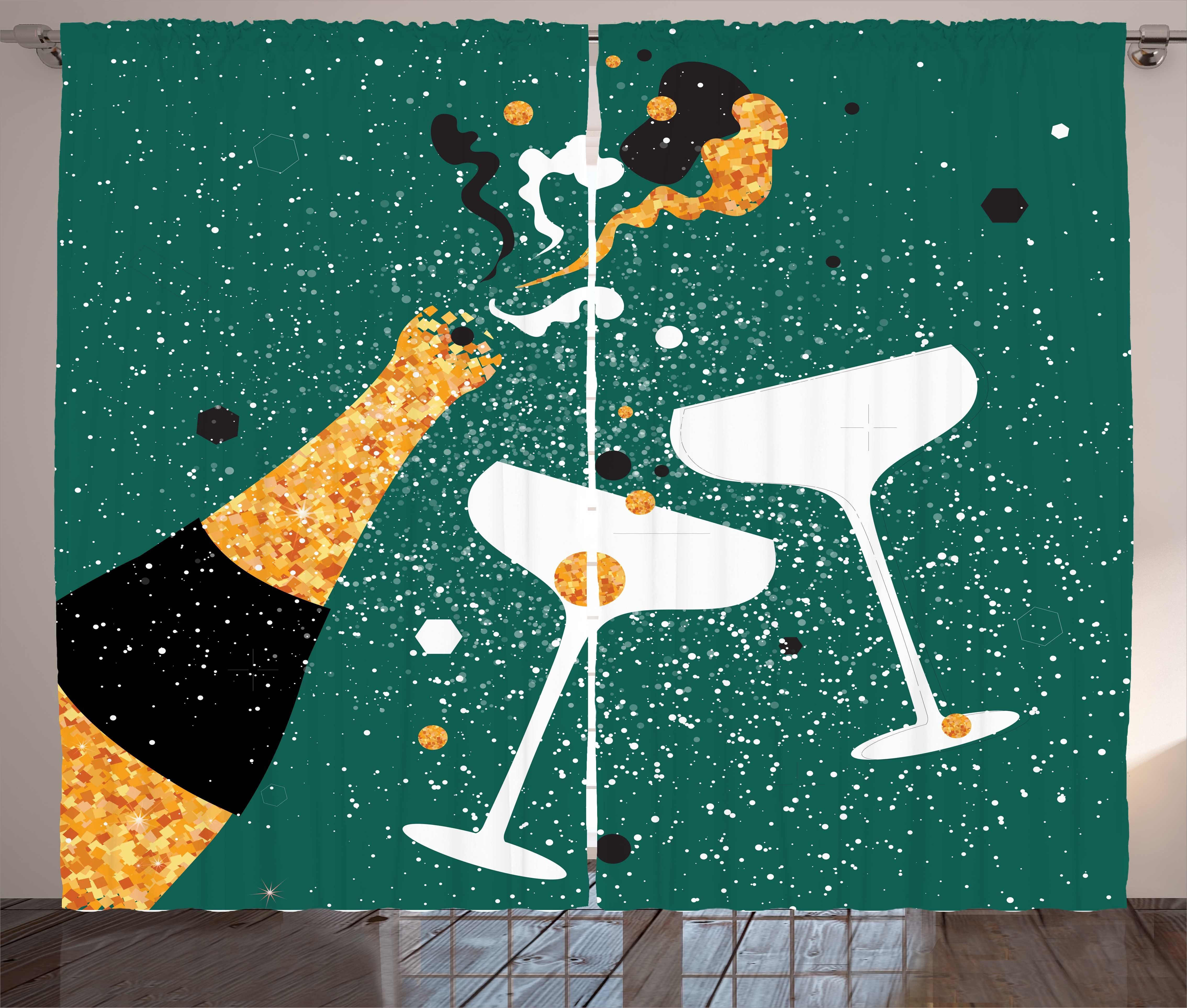 Cocktailparty Kräuselband Gardine Champagner-Gläser und Vorhang Abakuhaus, Schlaufen mit Haken, Schlafzimmer