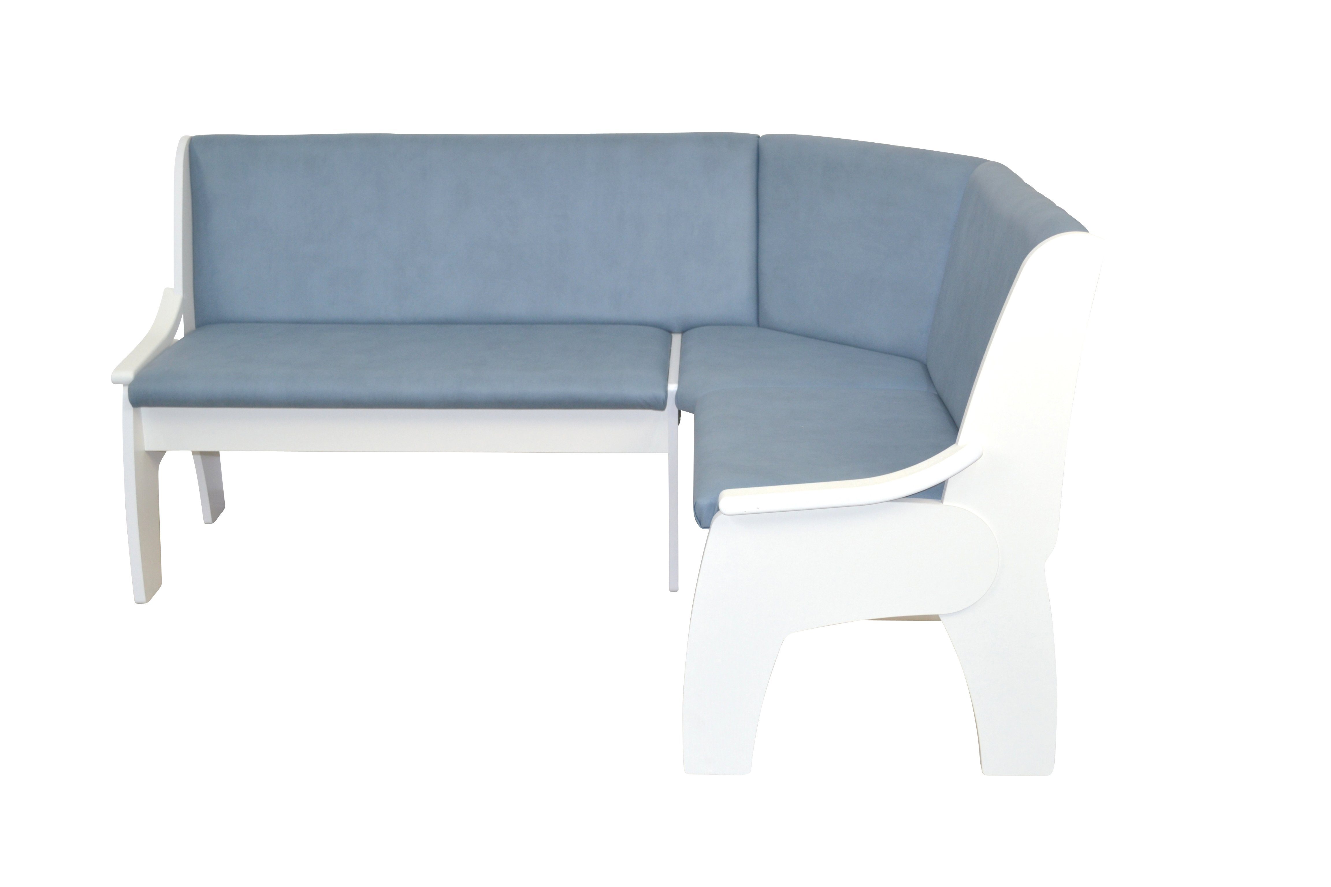 moebel-direkt-online Eckbank mit weiß/blau Stauraum Sitzfläche Liliane