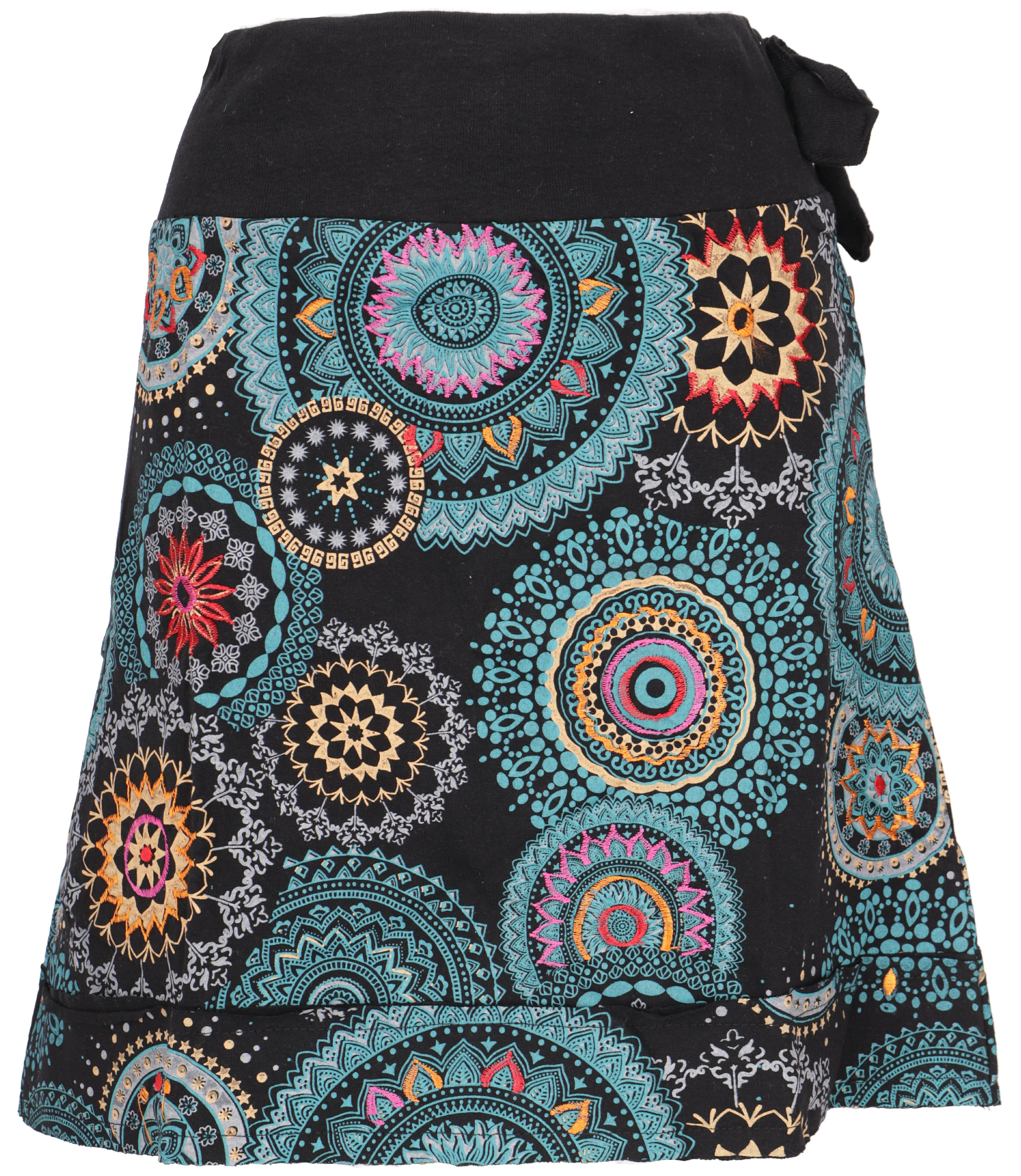 Guru-Shop Minirock Bestickter Minirock, Boho chic Rock, Retro.. alternative Bekleidung peterol