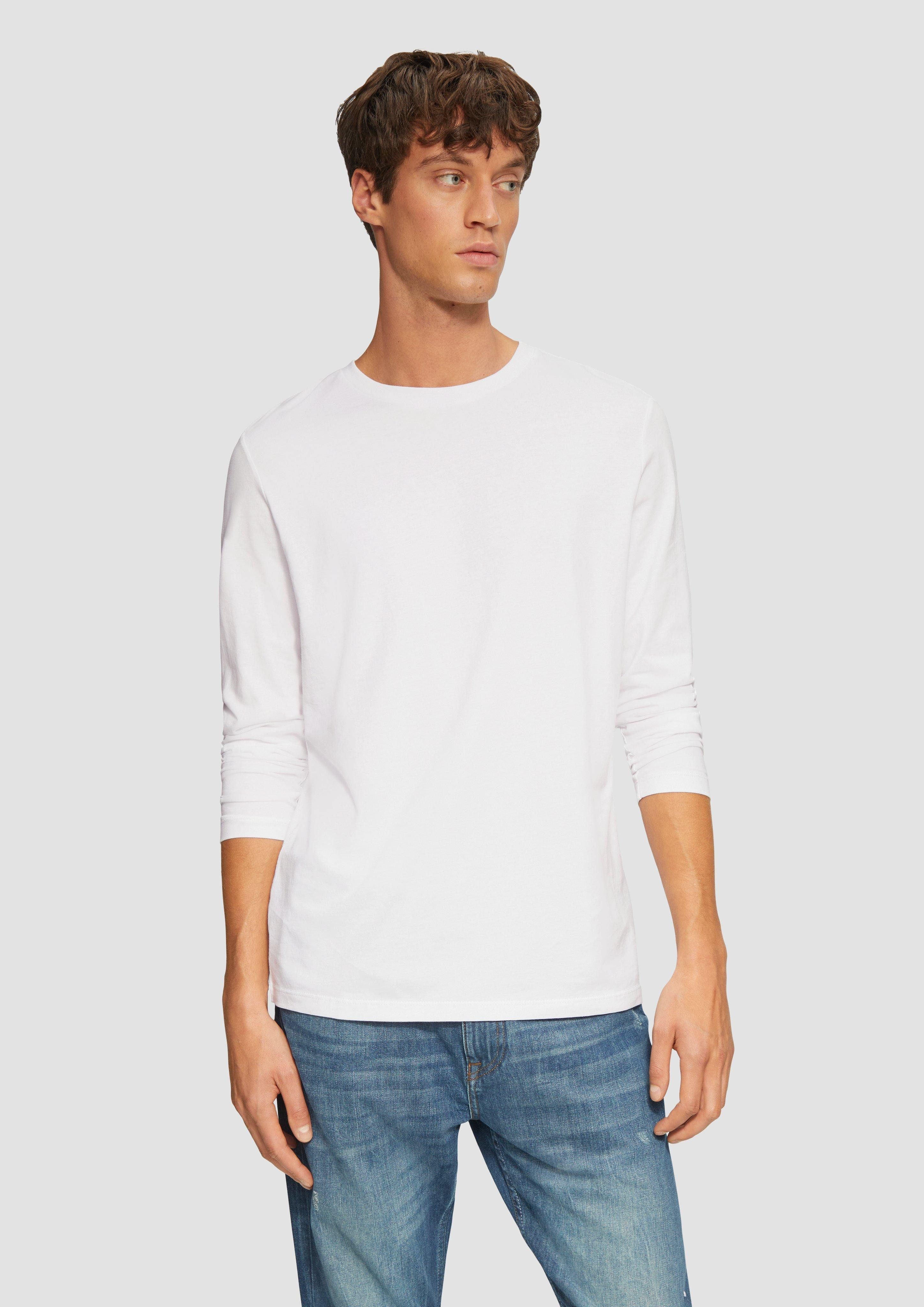Langarmshirt Longsleeve aus Baumwolle mit Rundhalsausschnitt