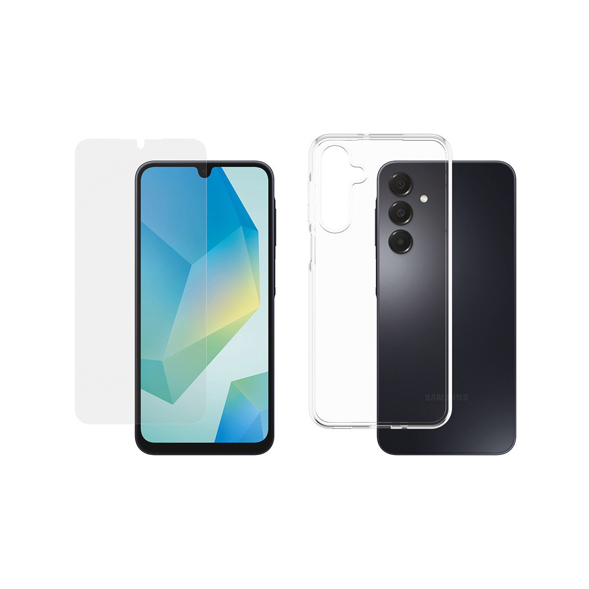 CARE by PanzerGlass StartKit - alles drin - Screen Protector, Case & Charger USB-Ladegerät (Set, 3-tlg., 20W Ladegerät, Displayschutzglas, TPU-Schutzhülle, 3-in-1 Bundle für Samsung Galaxy A16)