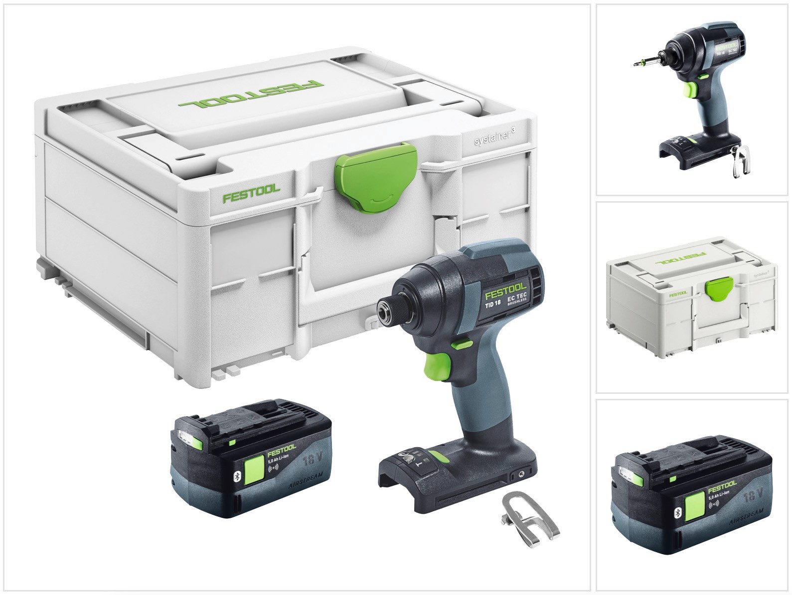 FESTOOL Akku-Schlagschrauber TID 18-Basic Akku Schlagschrauber 18 V 180 Nm 1/4" + 1x Akku 5,0 Ah +