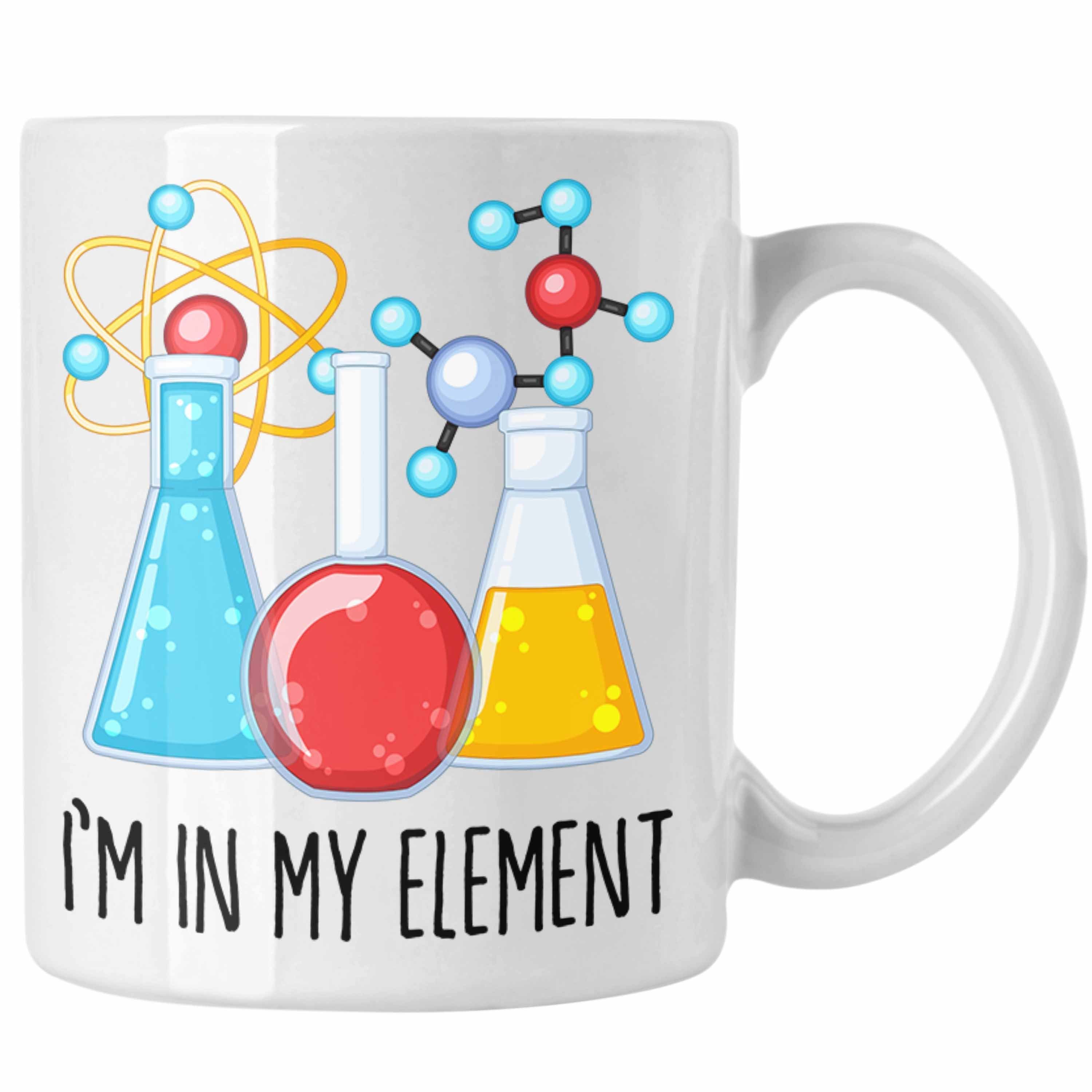 Trendation Tasse Chemiker Tasse Geschenk Im In My Element Kaffeetasse Chemie Student Le Weiss