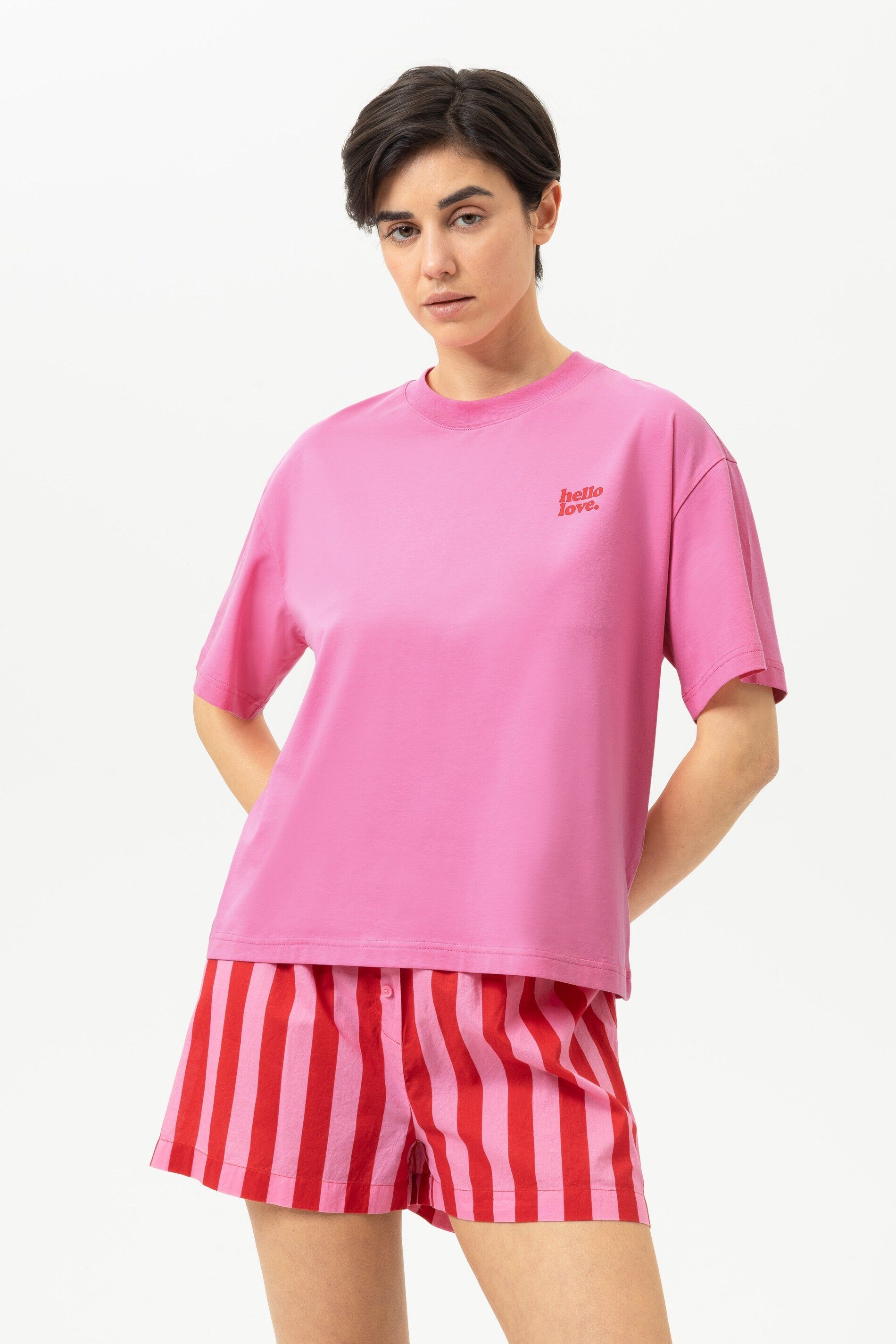 Pyjamaoberteil Mey T-Shirt Serie Solid Love Uni T-Shirt