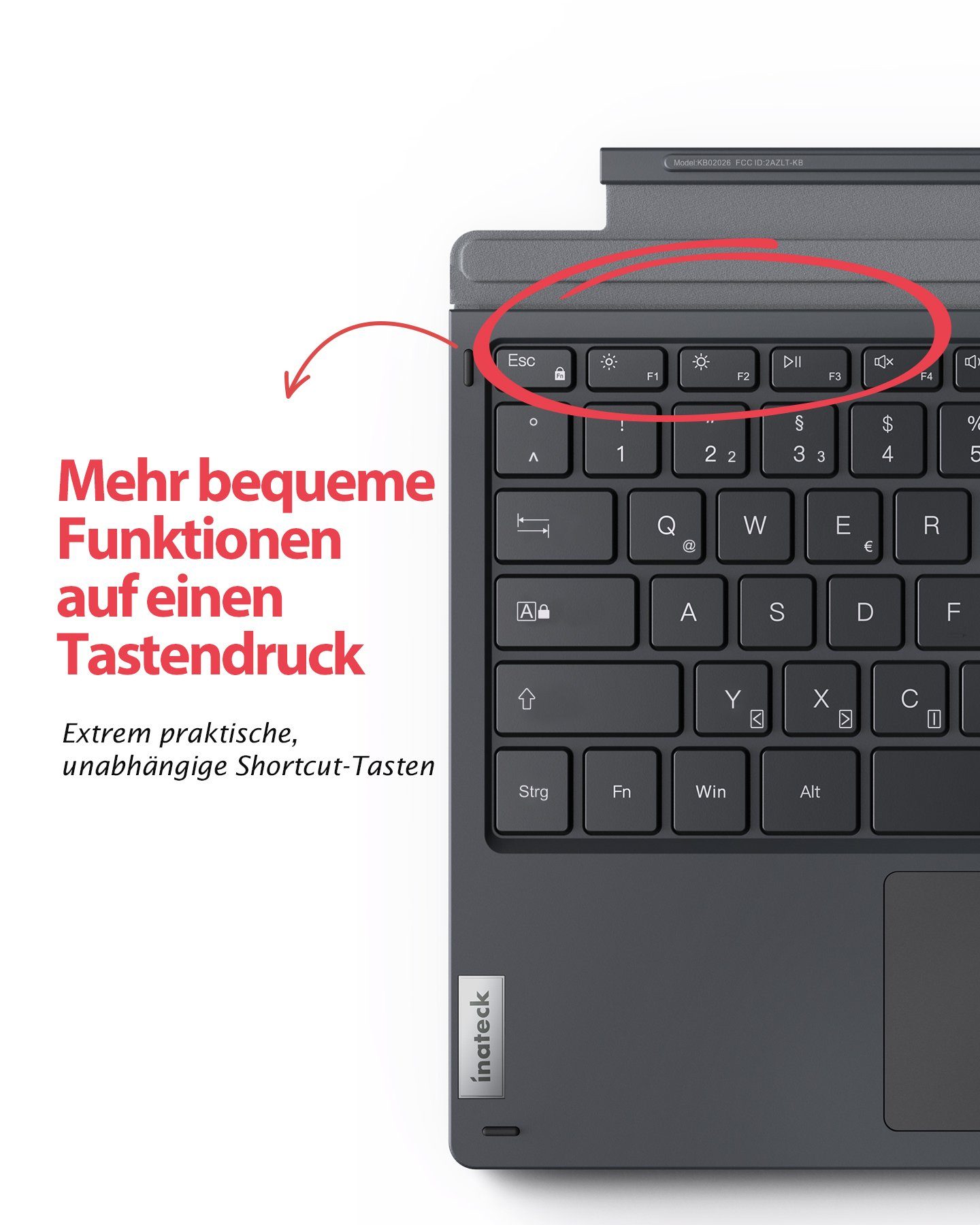 mit (Beleuchtete) Pro Inateck für Tastatur Surface 6/5/4 Touchpad 7/7+/ Tastatur