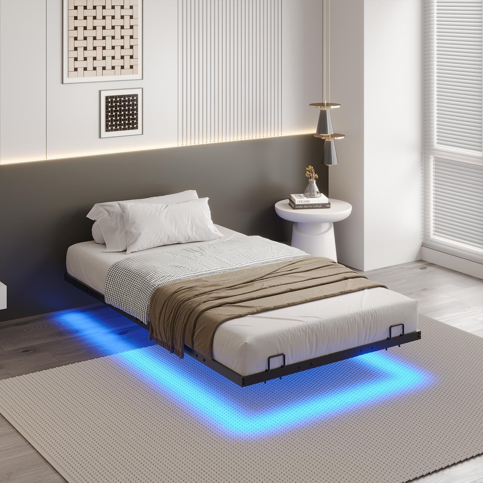 MSMASK Metallbett Schwebebett Bettgestell mit LED-Beleuchtung günstig online kaufen