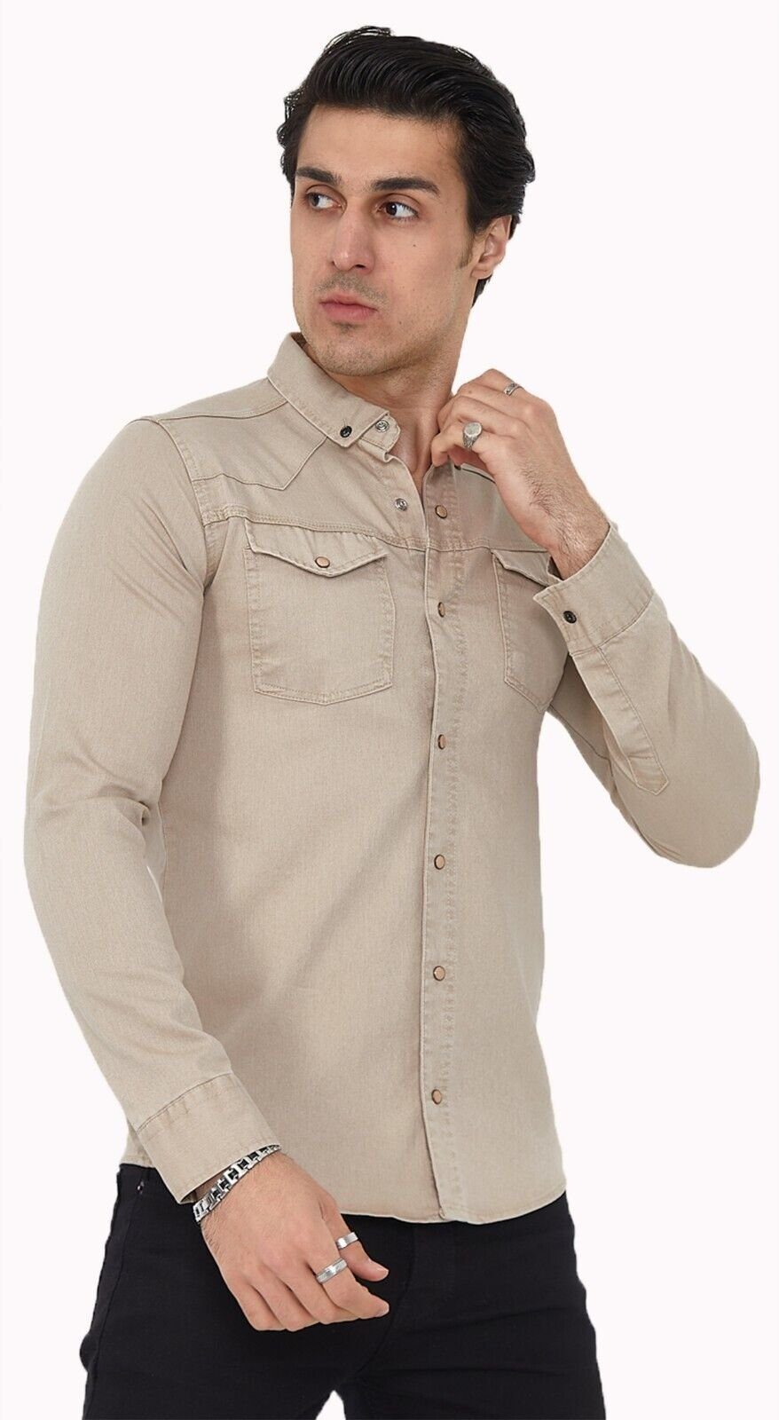 Megaman Jeans Langarmhemd Herren Hemd Basic günstig online kaufen