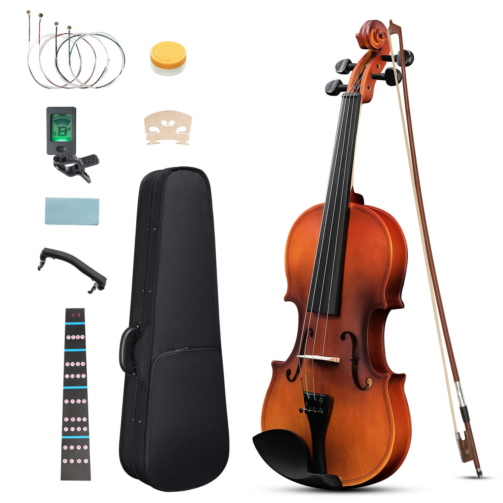 LALAHO Violine Geige 3/4 Violinenset 3/4 Komplettset mit Zubehör für Anfänger, Einsteiger/Schülerinstrument, inkl. Bogen, Koffer, Kolophonium