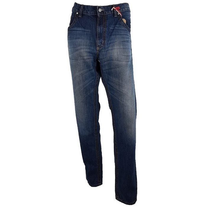 Pioneer Authentic Jeans Straight-Jeans Pioneer Herren Jeans LAKE washed Hose blau grobe Naht 100% Baumwolle 42535