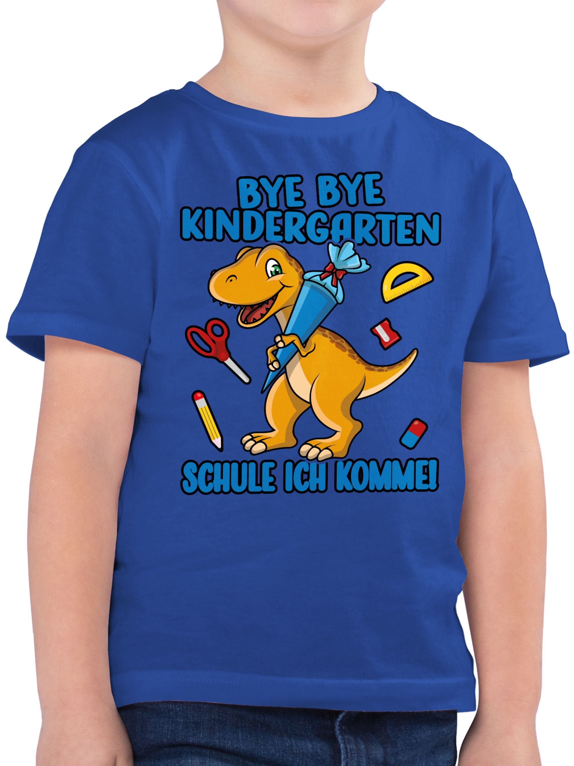 Shirtracer T-Shirt Bye Bye Kindergarten - Schule ich komme! Mit Dino und Schultüte Einschulung Junge Schulanfang Geschenke 02 Royalblau