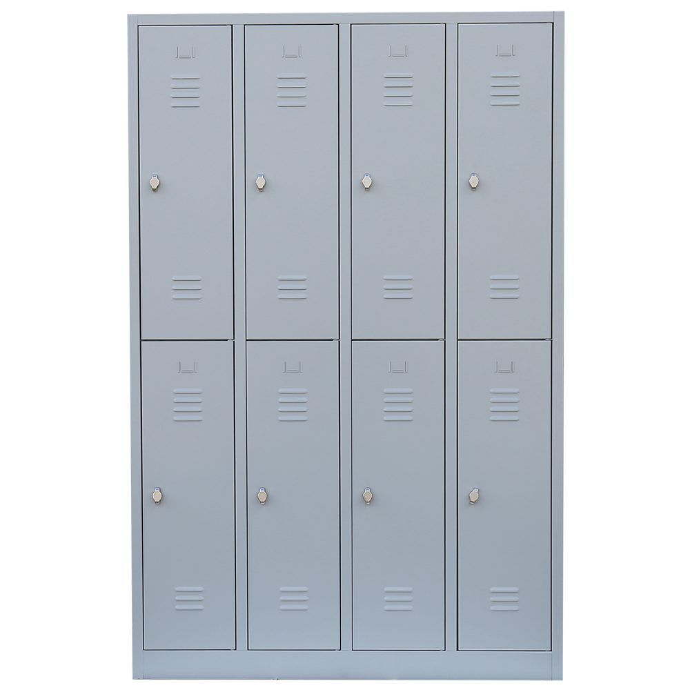 Steelboxx Spind Garderobenschrank, 4 Abteile doppelstöckig, H 1800 x B 1170 x T 500 mm (1-St) Komplett verschweißt und montiert