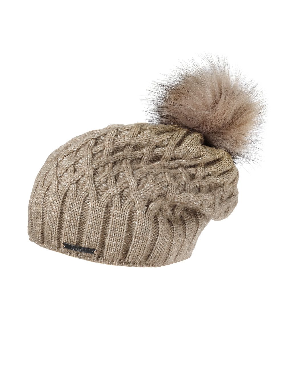 CAPO Strickmütze CAPO-CERRI CAP fake fur pompon (1-St)