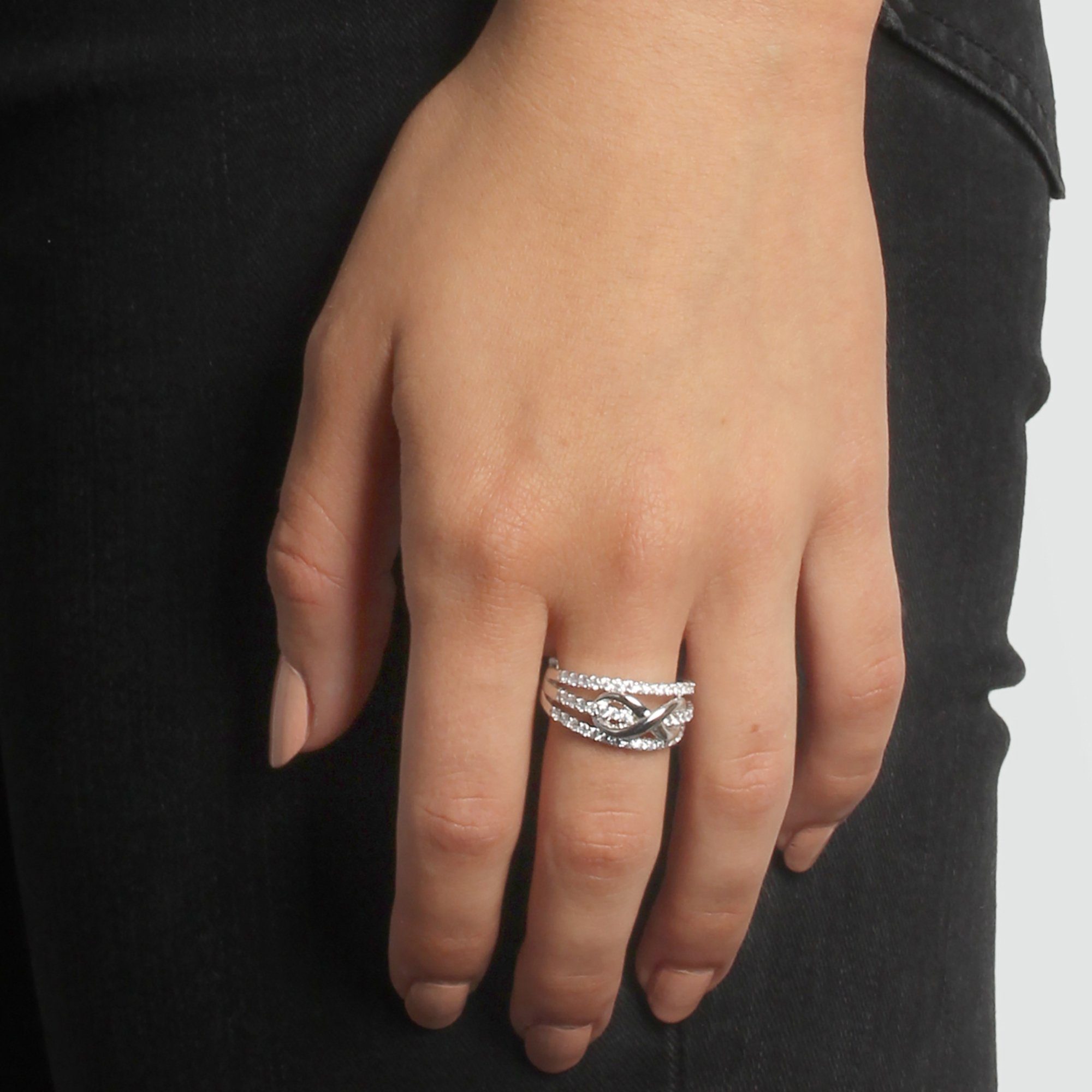 Zeeme Fingerring Silber 925 rhodiniert mit Unendlichkeitssymbol