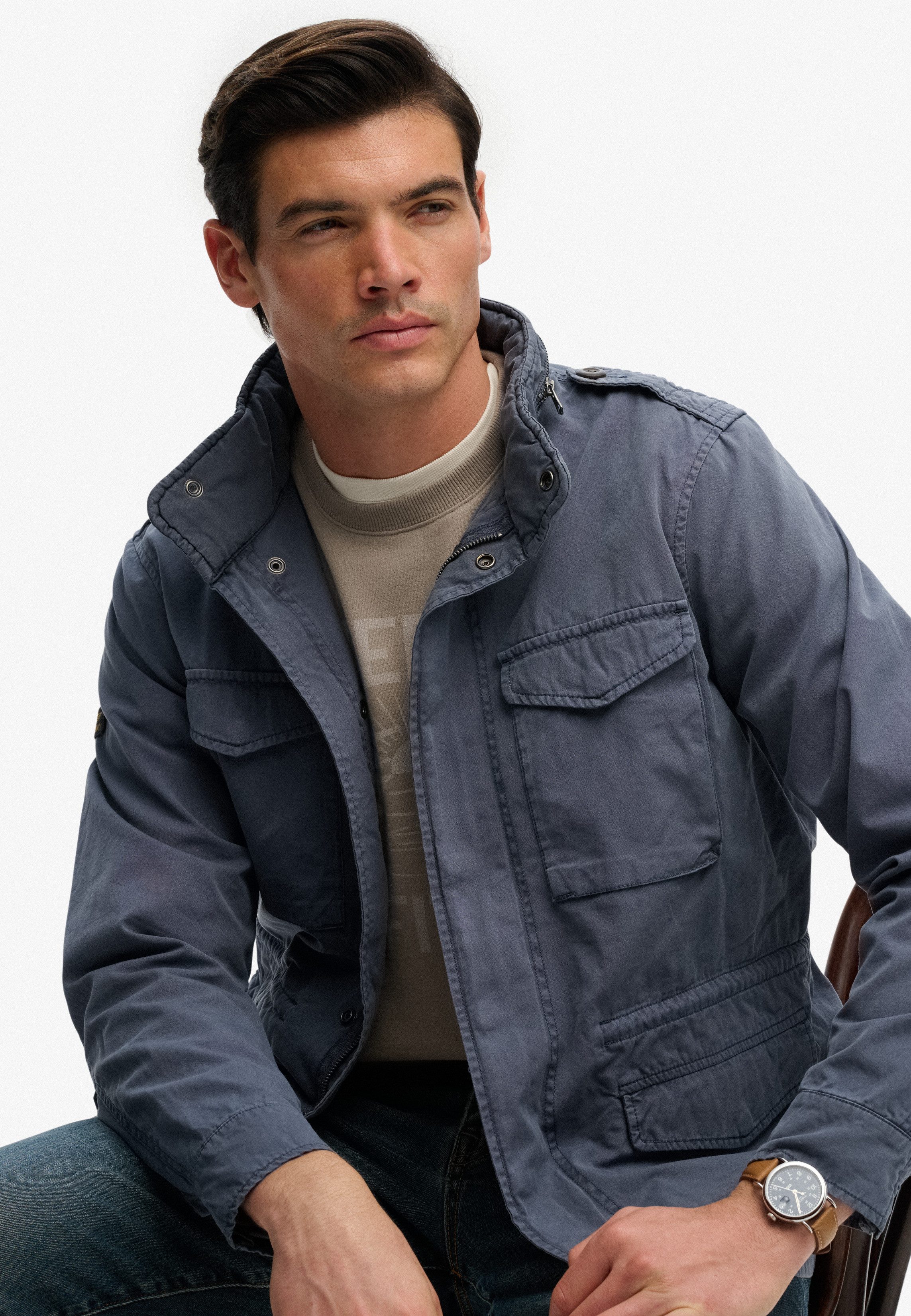 Superdry Parka COTTON M65 JACKET mit Markenlabel, aus Baumwolle, Regular Fit, in normaler Länge