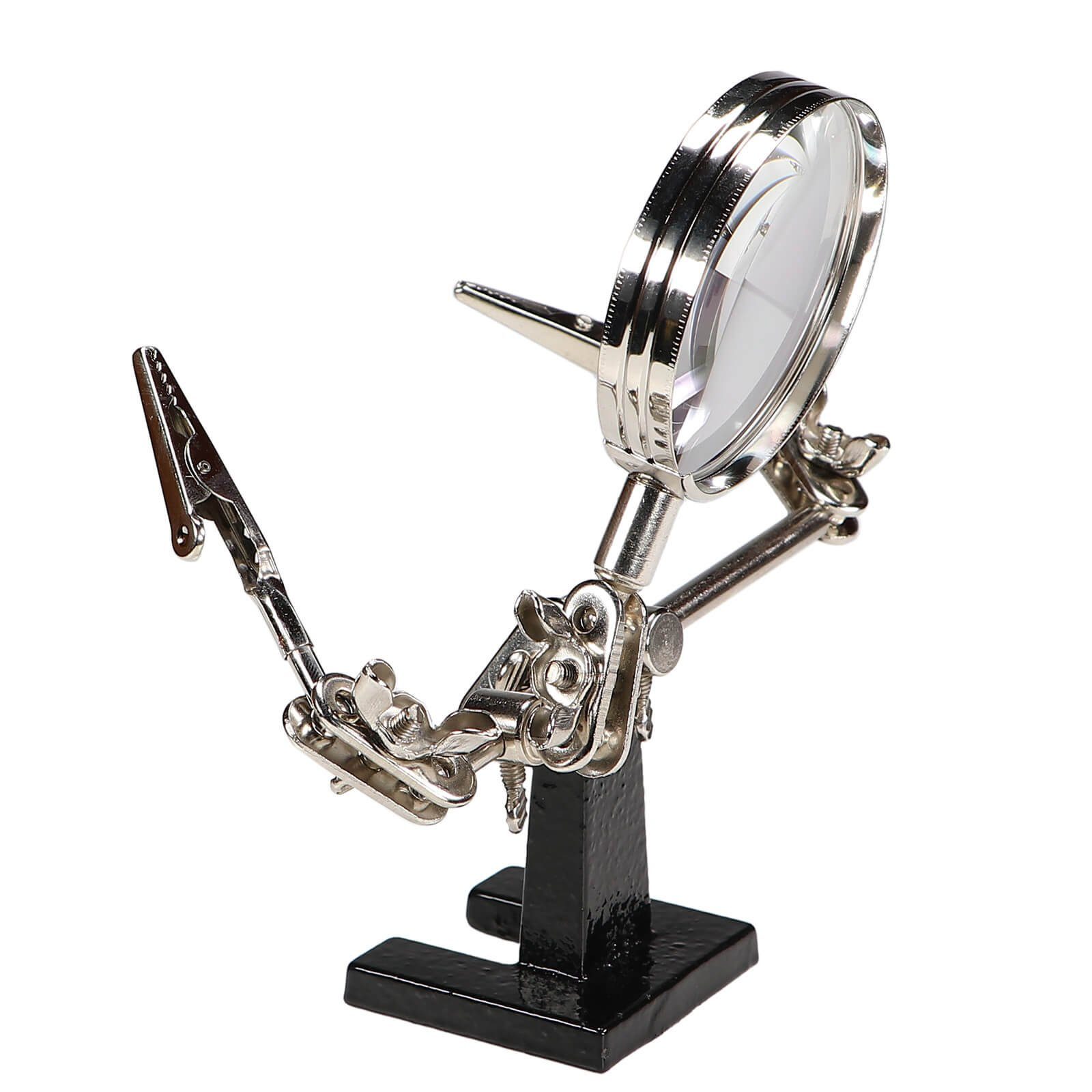 Beast Standlupe Löthilfe Dritte Hand mit 4-fach Lupe 62mm und Krokoklemmen – Bild 2 von 3