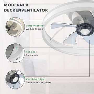 LETGOSPT Deckenventilator 36W LED Deckenlampe mit Fan, 6 Geschwindigkeiten, Deckenventilatoren Schlafzimmer Wohnzimmer Licht