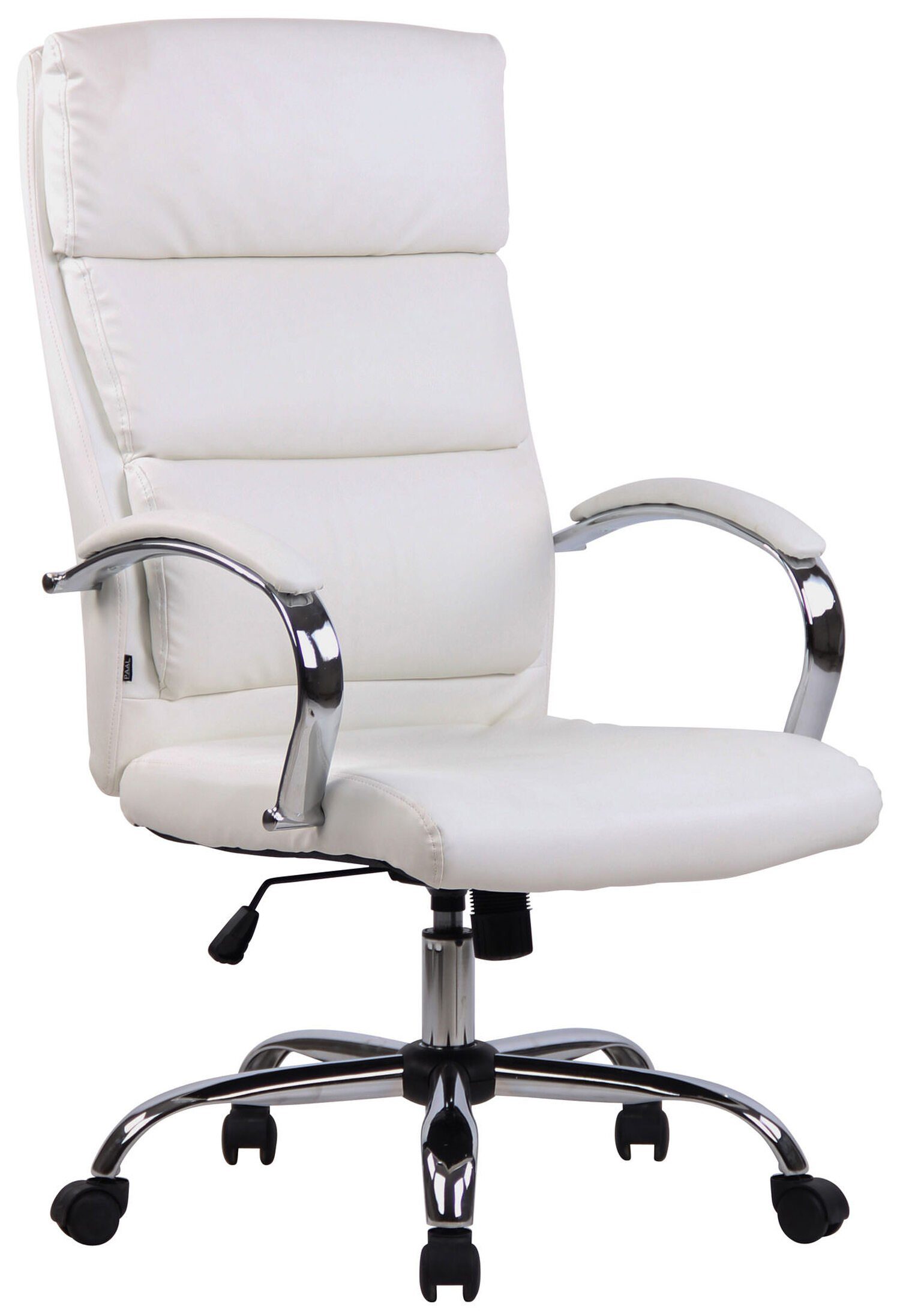 TPFLiving Bürostuhl Bradley mit bequemer ergonomisch geformter Rückenlehne (Schreibtischstuhl, Drehstuhl, Chefsessel, Gamingstuhl), Gestell: Metall chrom - Sitzfläche: Kunstleder weiß