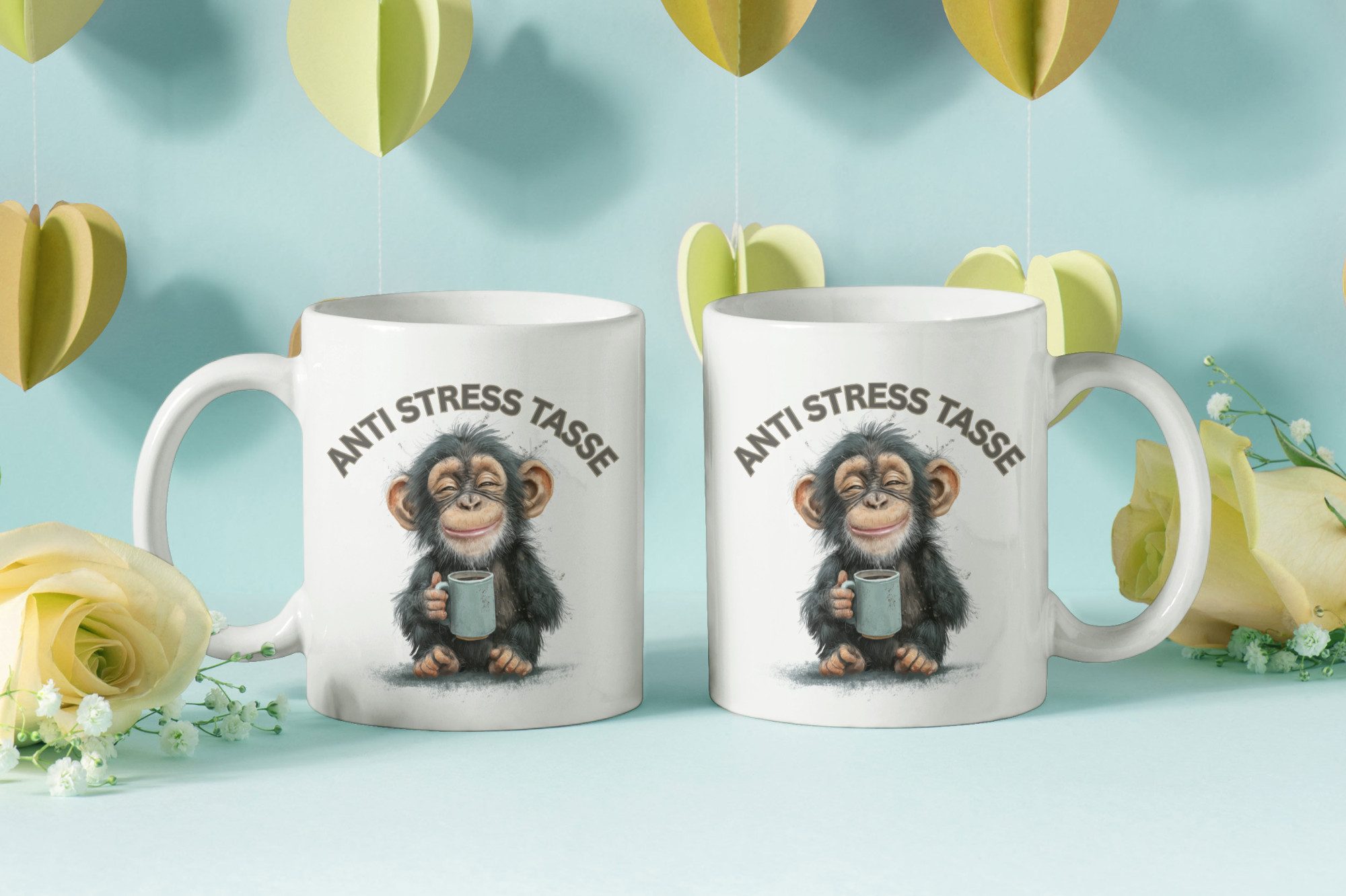 WS-Trend Tasse Anti Stress Schimpanse Kaffeetasse Teetasse Tasse Geschenkidee, Keramik