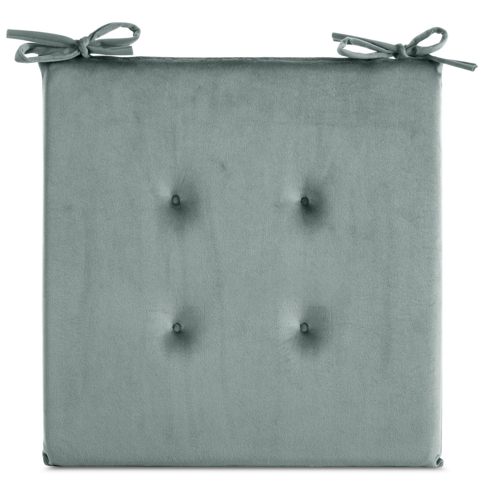 Eurofirany Stuhlkissen Sitzkissen aus Velvet Gesteppte 4 Punkte Einfarbig 40x40 cm, Samt Kissen Velours Sitzkissen mit Schnürchen