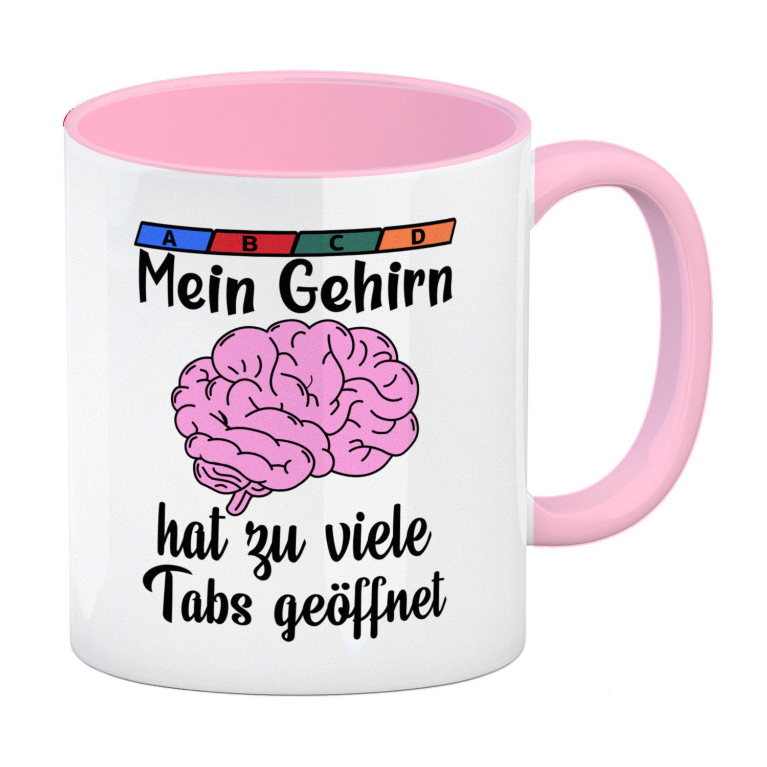 Tasse Überforderung Kaffeebecher in rosa mit Spruch