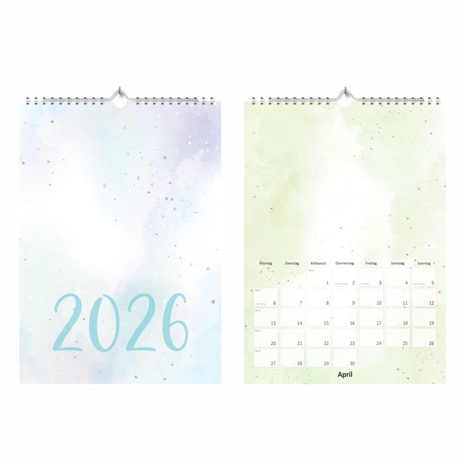 nikima Оберточная бумага Bastelkalender Watercolor 2026, Fotokalender