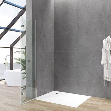 AQUABATOS Walk-in-Dusche Duschwand Duschabtrennung Glas Walk-In Dusche Duschtür Falttür, 5 mm ESG Klarglas mit Verstellbereich Hebe- und Senk Mechanismus