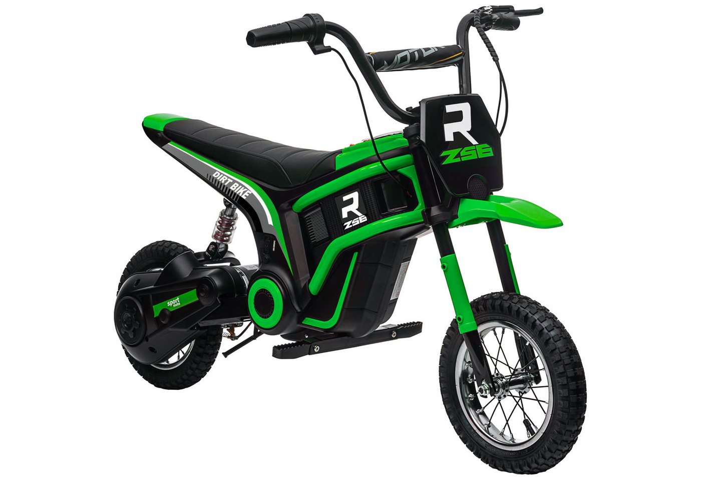HOMCOM Elektro-Kindermotorrad mit 24V 350W Motor, 8-16 KMH Geschwindigkeitsmodus, Belastbarkeit 65 kg, (1-tlg), mit 12 Zoll Luftreifen, Musik Scheinwerfer, für 8–12 Jahre, Grün