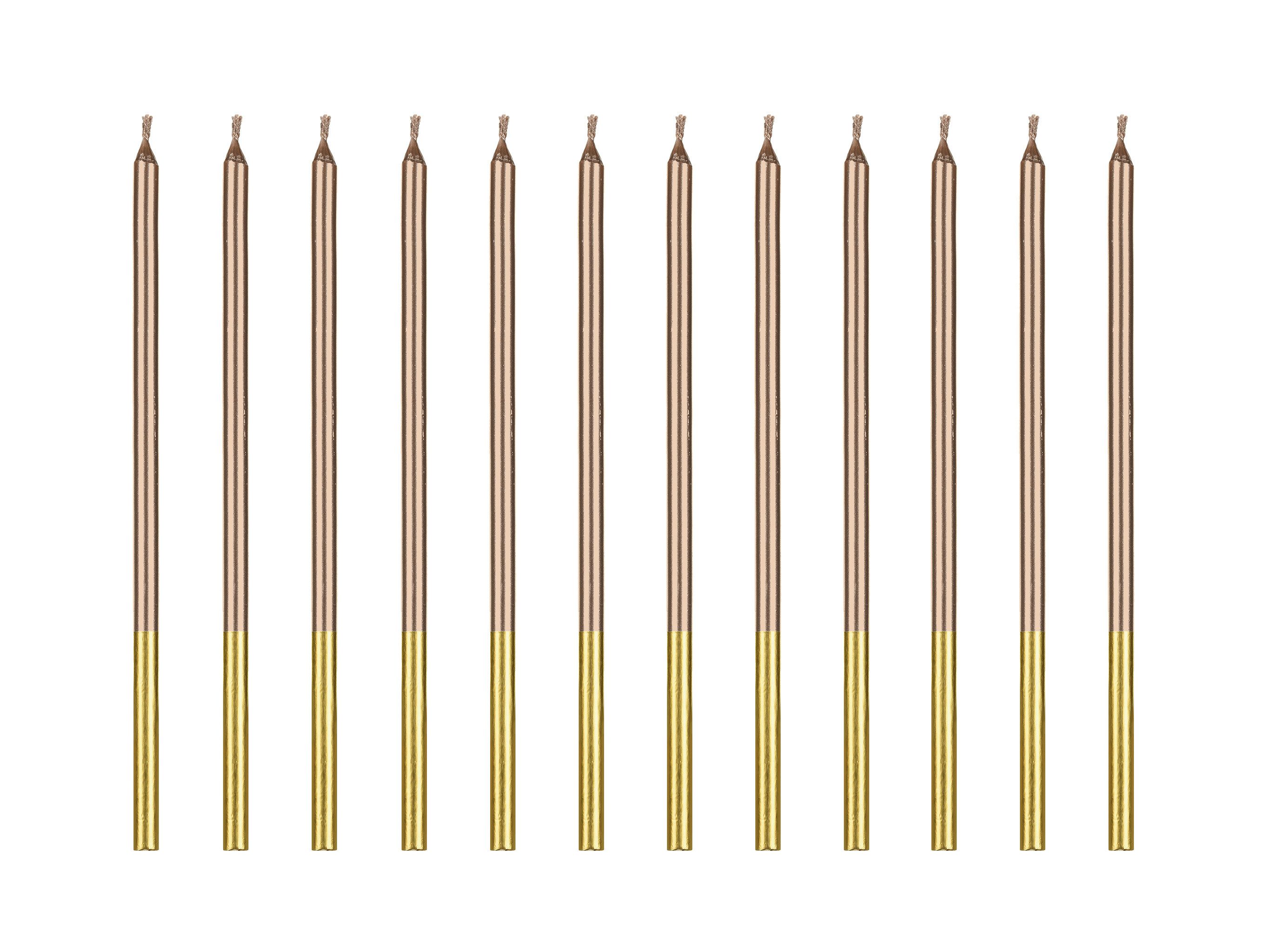 partydeco Geburtstagskerze, Geburtstagskerzen 14cm glatt 12er Set Rosegold / Gold