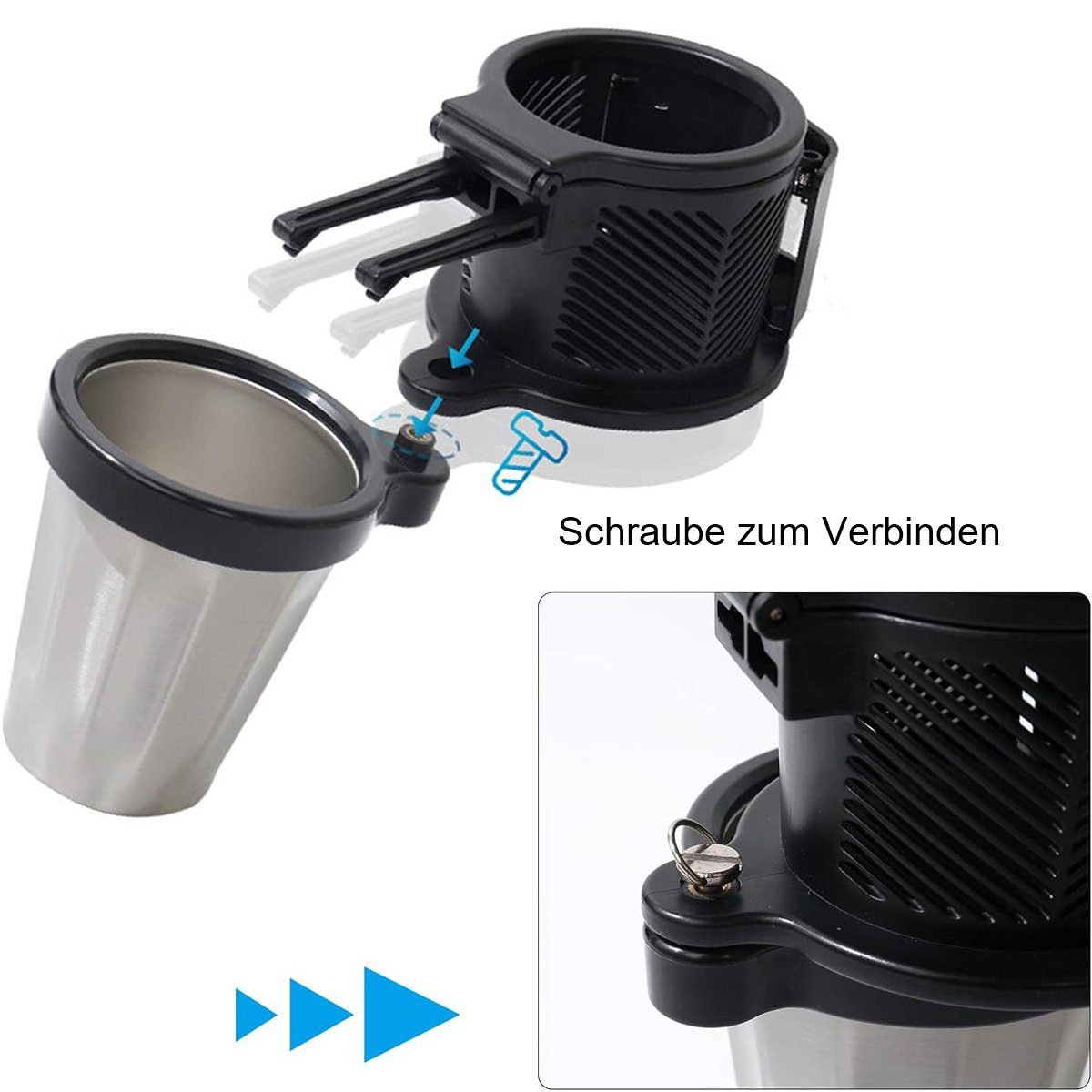 götäzer Becherhalter Universal 3-in-1 Auto Cup Holder Extender mit  Edelstahl Cup Base, (1-St), Großes Format, 360° verstellbar, geeignet für  Getränke und Snacks