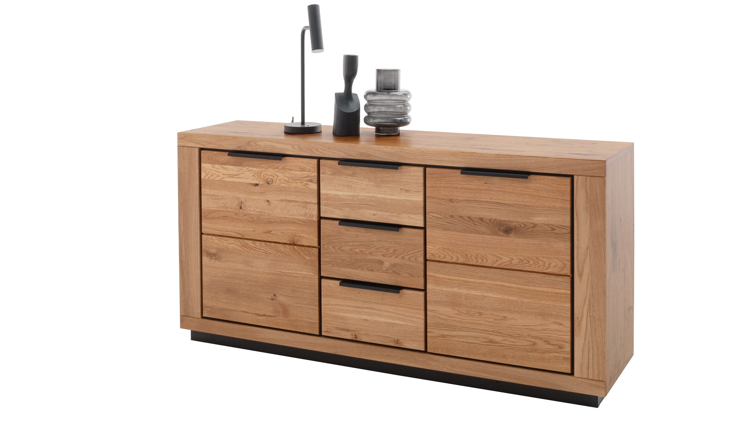 Massivart® Sideboard GRENO 163 cm / Massivholz Wildeiche geölt / Metallgrif günstig online kaufen