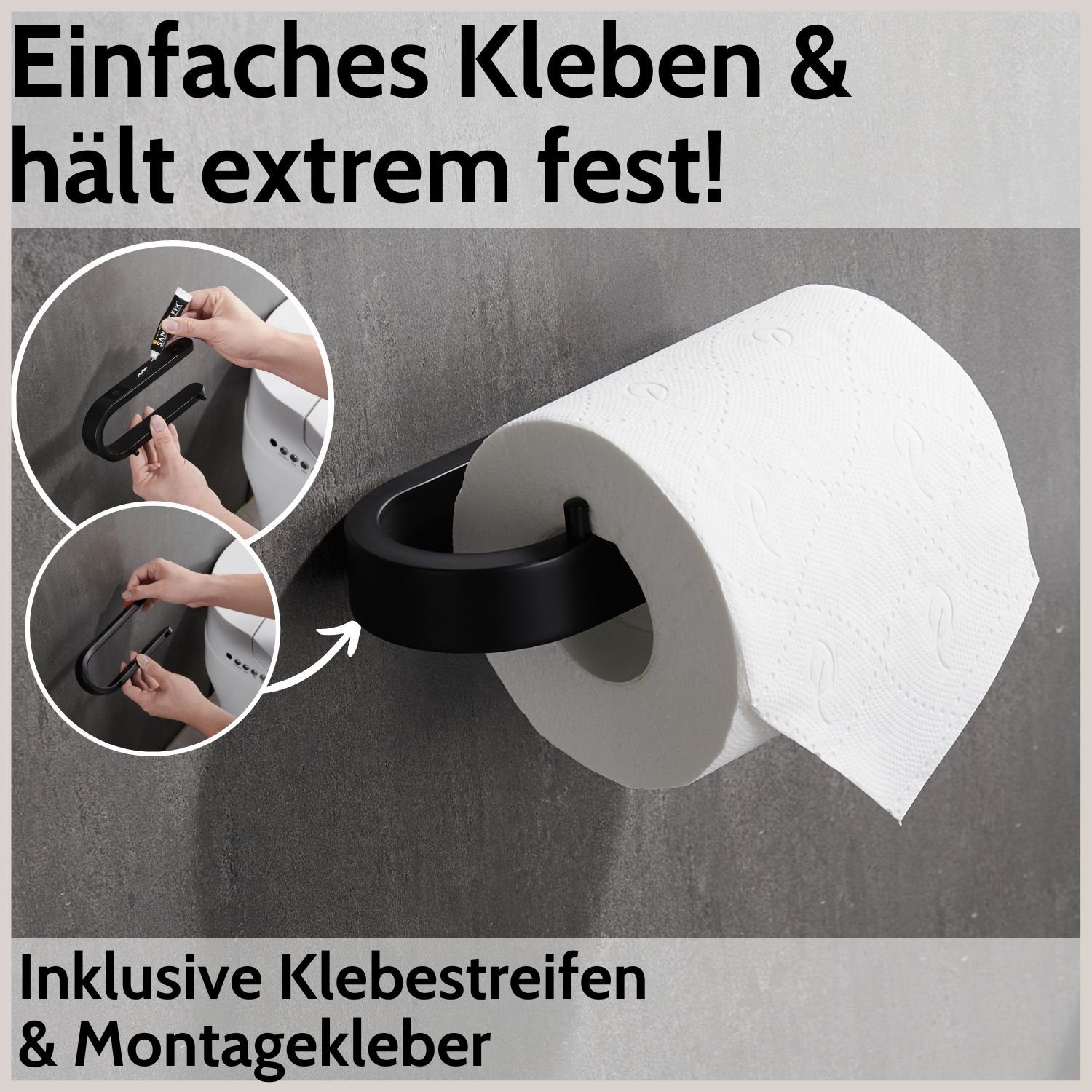 DEKAZIA Toilettenpapierhalter ohne Bohren, Klorollenhalter zum Kleben, WC P günstig online kaufen