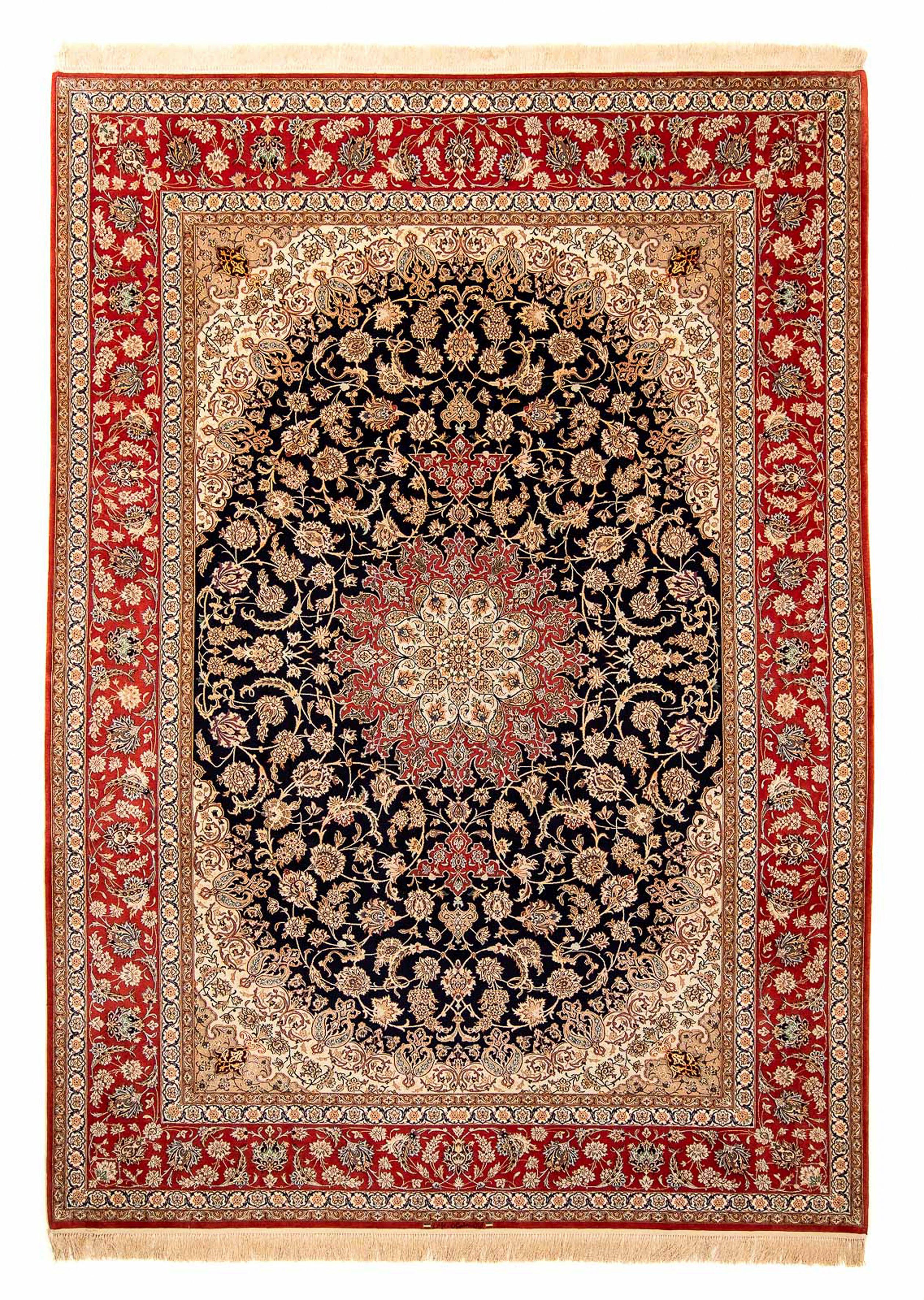dunkelrot, Höhe: Einzelstück Premium - 6 mm, Isfahan Zertifikat - Wohnzimmer, cm x Handgeknüpft, - - Orientteppich rechteckig, mit 255 Perser morgenland, 344