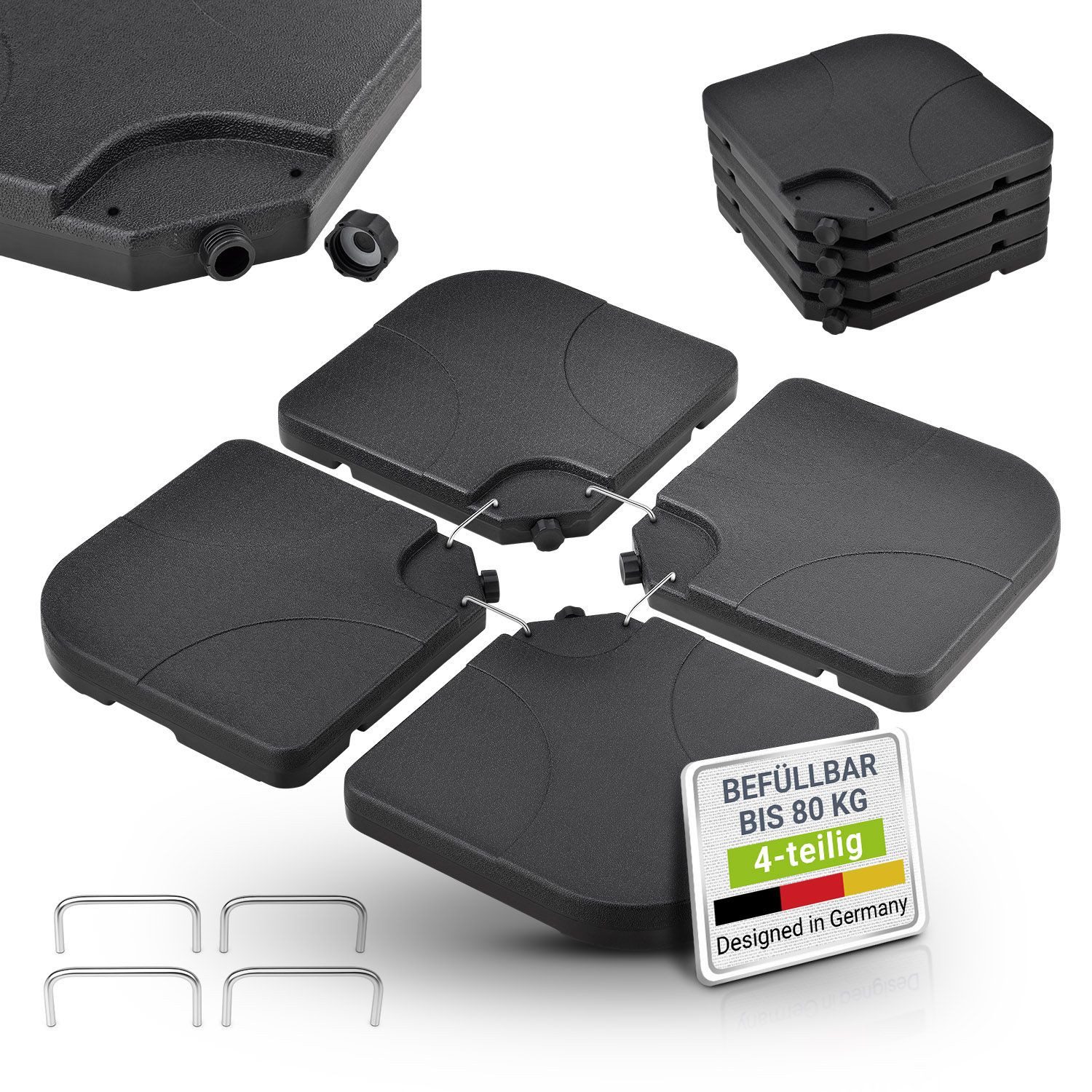 Juskys Schirmständer-Platte Quad, (4-tlg), HDPE Kunststoff, günstig online kaufen