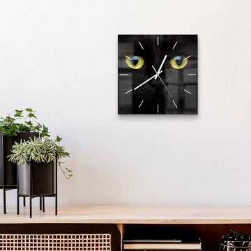 DEQORI Wanduhr 'Gesicht eines Kätzchens' (Glas Glasuhr modern Wand Uhr Design Küchenuhr)