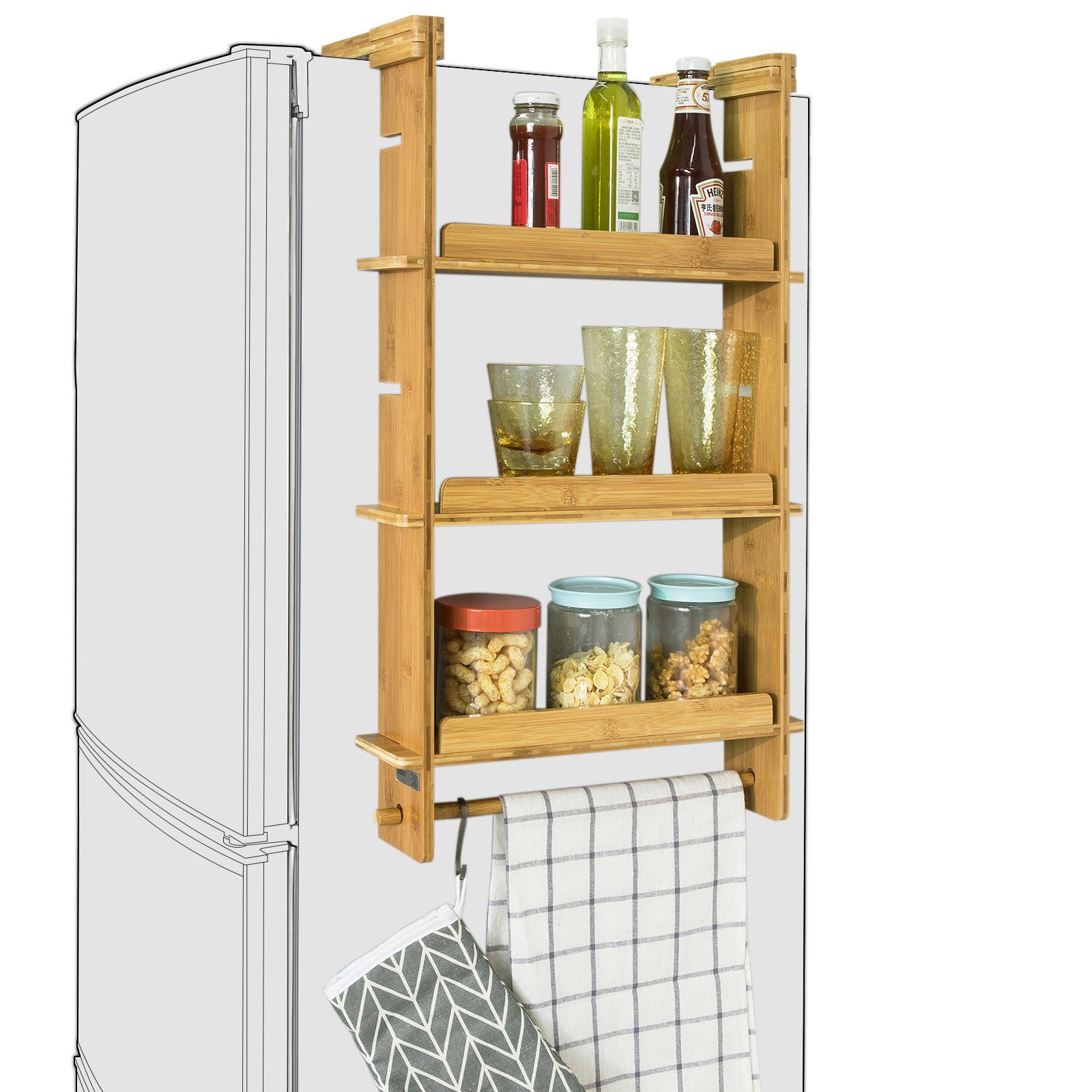 SoBuy Hängeregal »FRG150«, für Kühlschrank mit 5 Haken Küchenregal  Gewürzregale