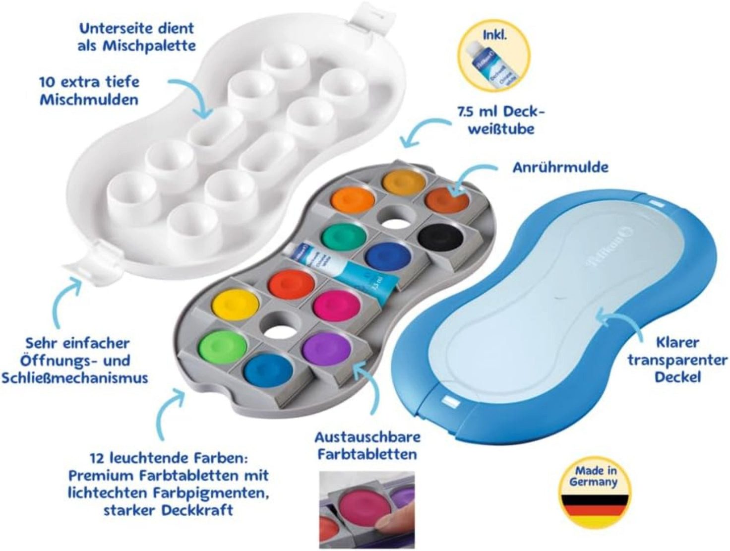 Pelikan Farbkasten Pelikan Deckfarbkasten Space+ 12 Farben blau