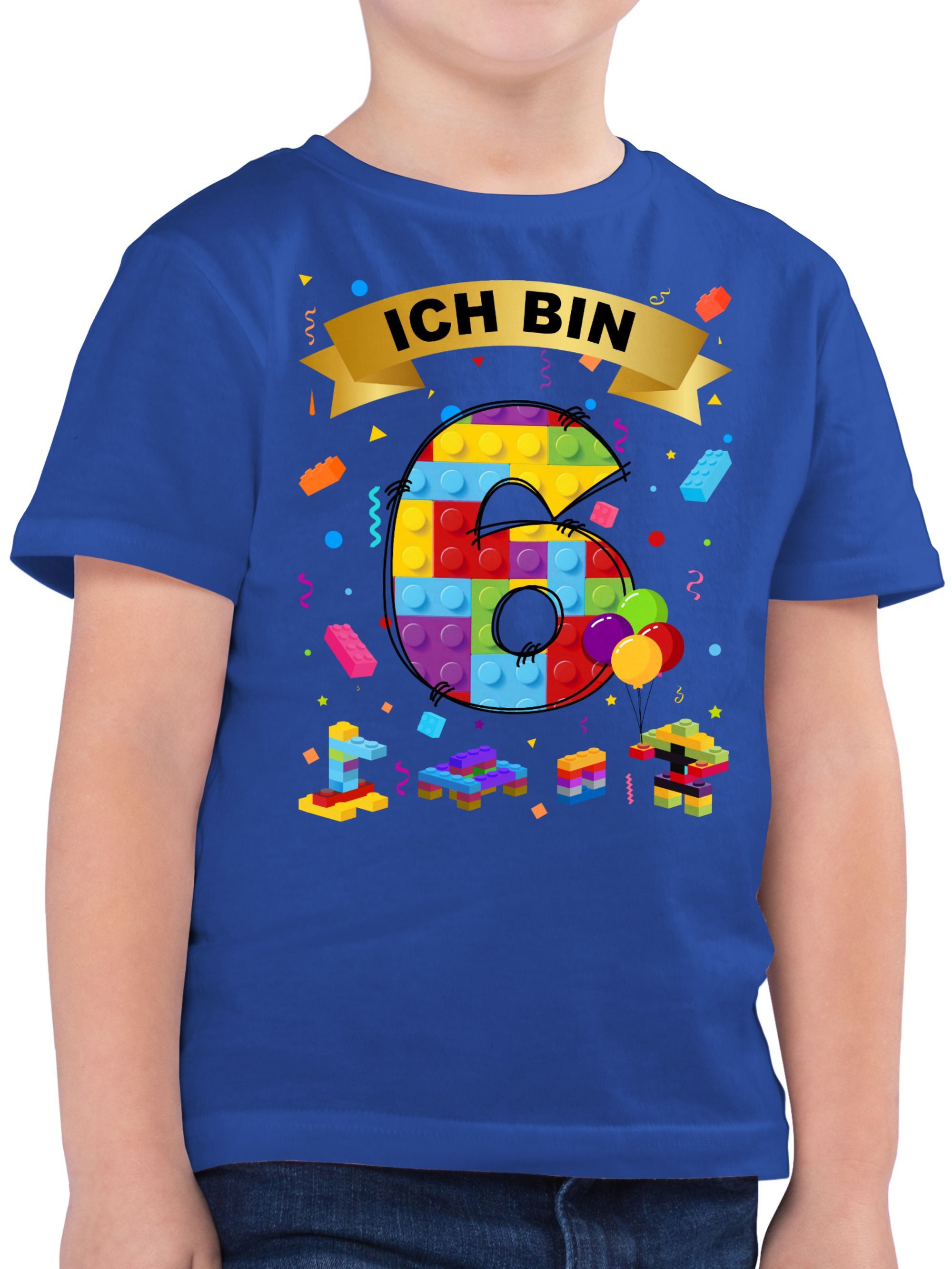 Shirtracer T-Shirt Ich bin 6 Bausteine (1-tlg) 6. Geburtstag