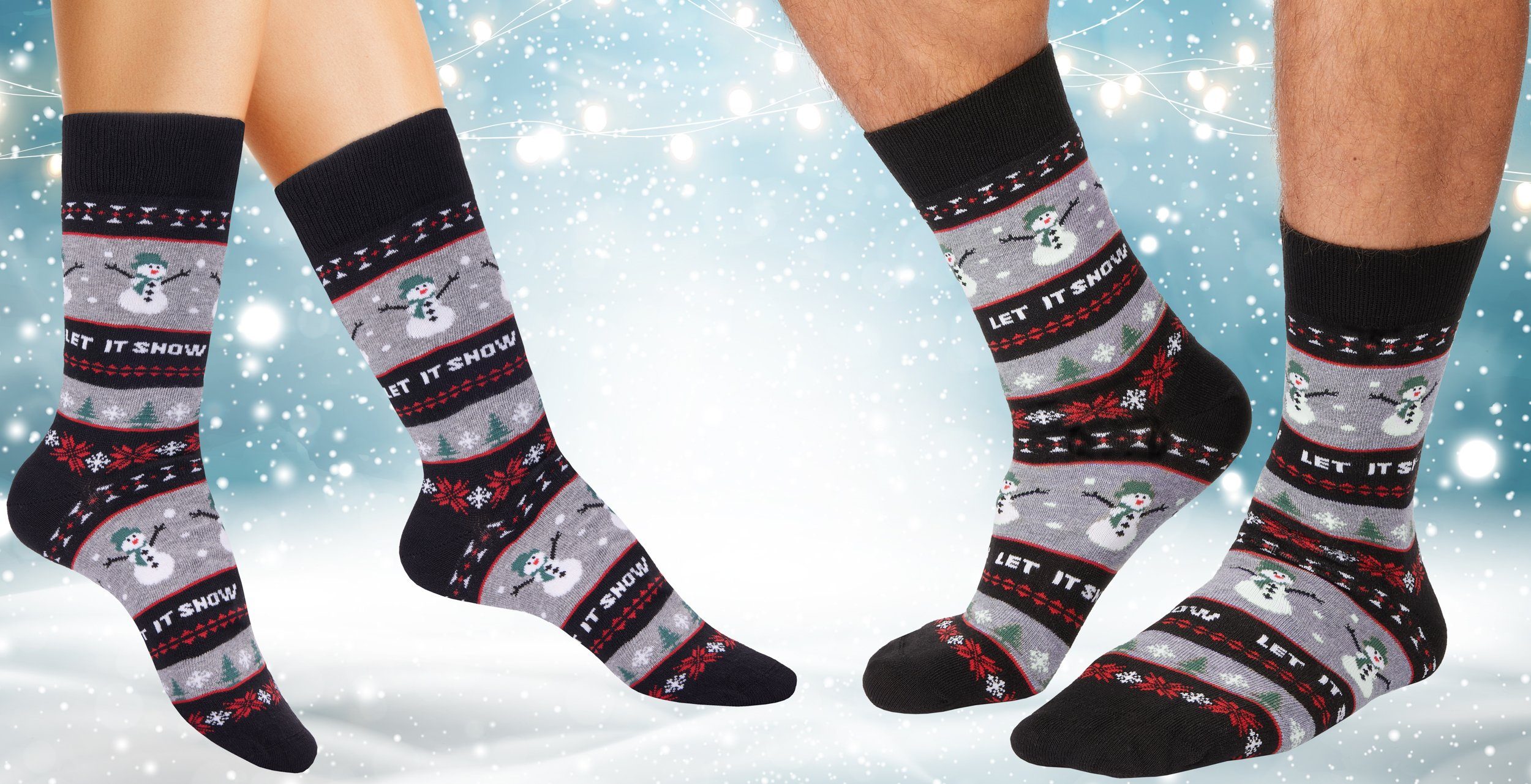 BRUBAKER Socken Weihnachtssocken für Damen und Herren (6-Paar, 1 Paar) Festliche Weihnachtsmotive - Baumwolle Socken Weihnachten